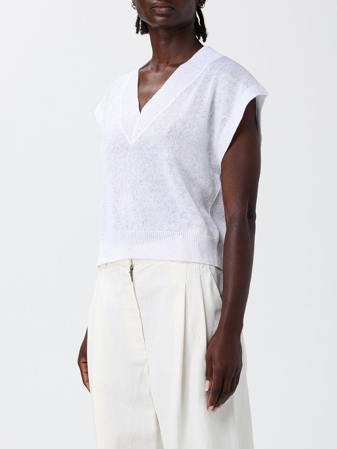 Brunello Cucinelli Brunello Cucinelli Sweater Woman White Size M / US 6-8 / IT 42-44 - 4 Thumbnail