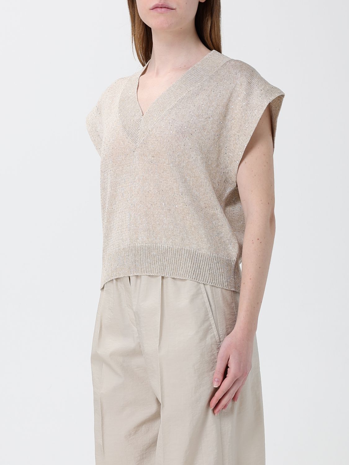 Brunello Cucinelli Brunello Cucinelli Sweater Woman Beige Size L / US 10 / IT 46 - 4 Thumbnail