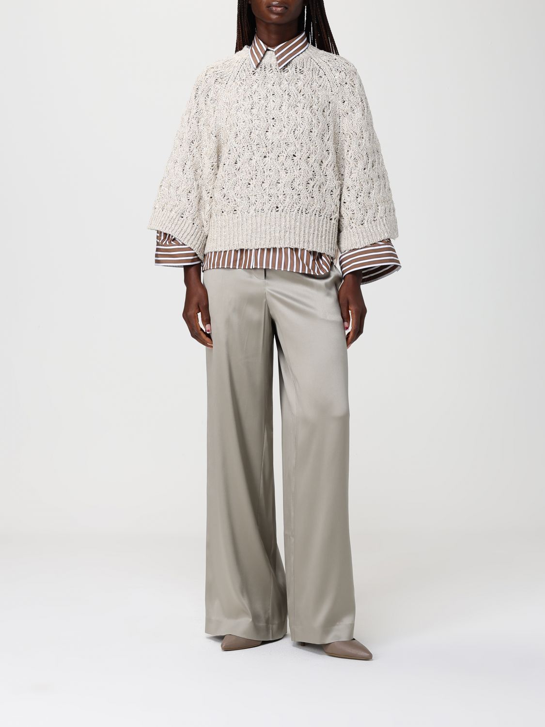Brunello Cucinelli Brunello Cucinelli Sweater Woman Beige Size L / US 10 / IT 46 - 2 Thumbnail