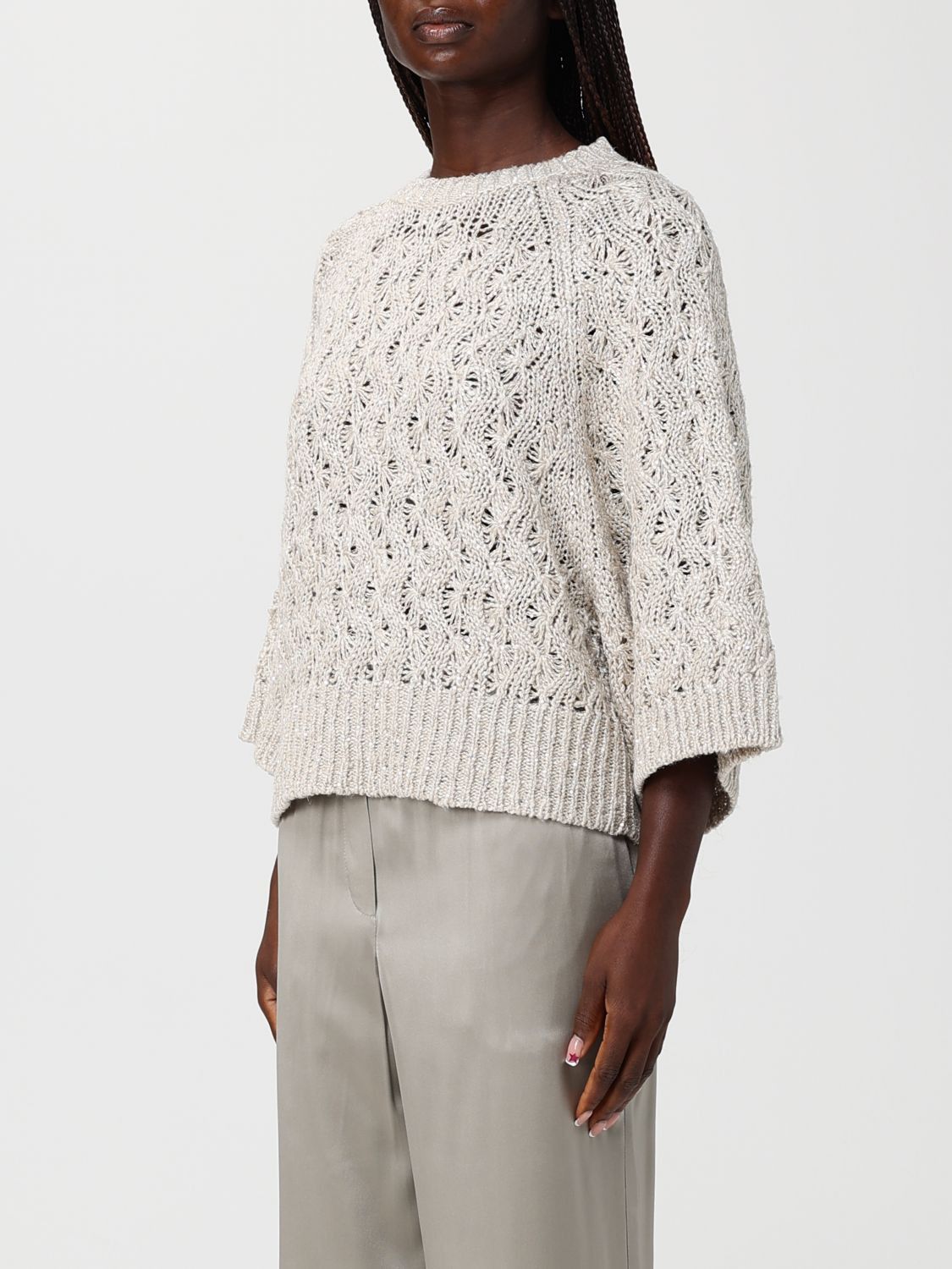 Brunello Cucinelli Brunello Cucinelli Sweater Woman Beige Size L / US 10 / IT 46 - 4 Thumbnail