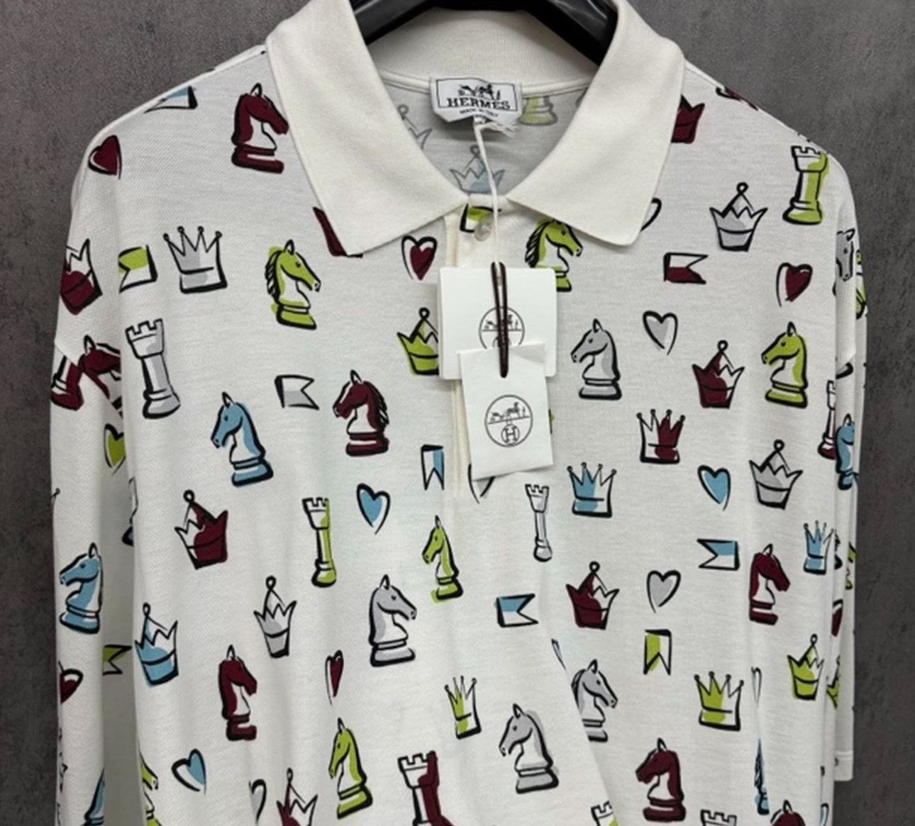 Hermes Hermes Chess Piece Print Polo Shirt 3XL Size US XXL / EU 58 / 5 - 3 Thumbnail