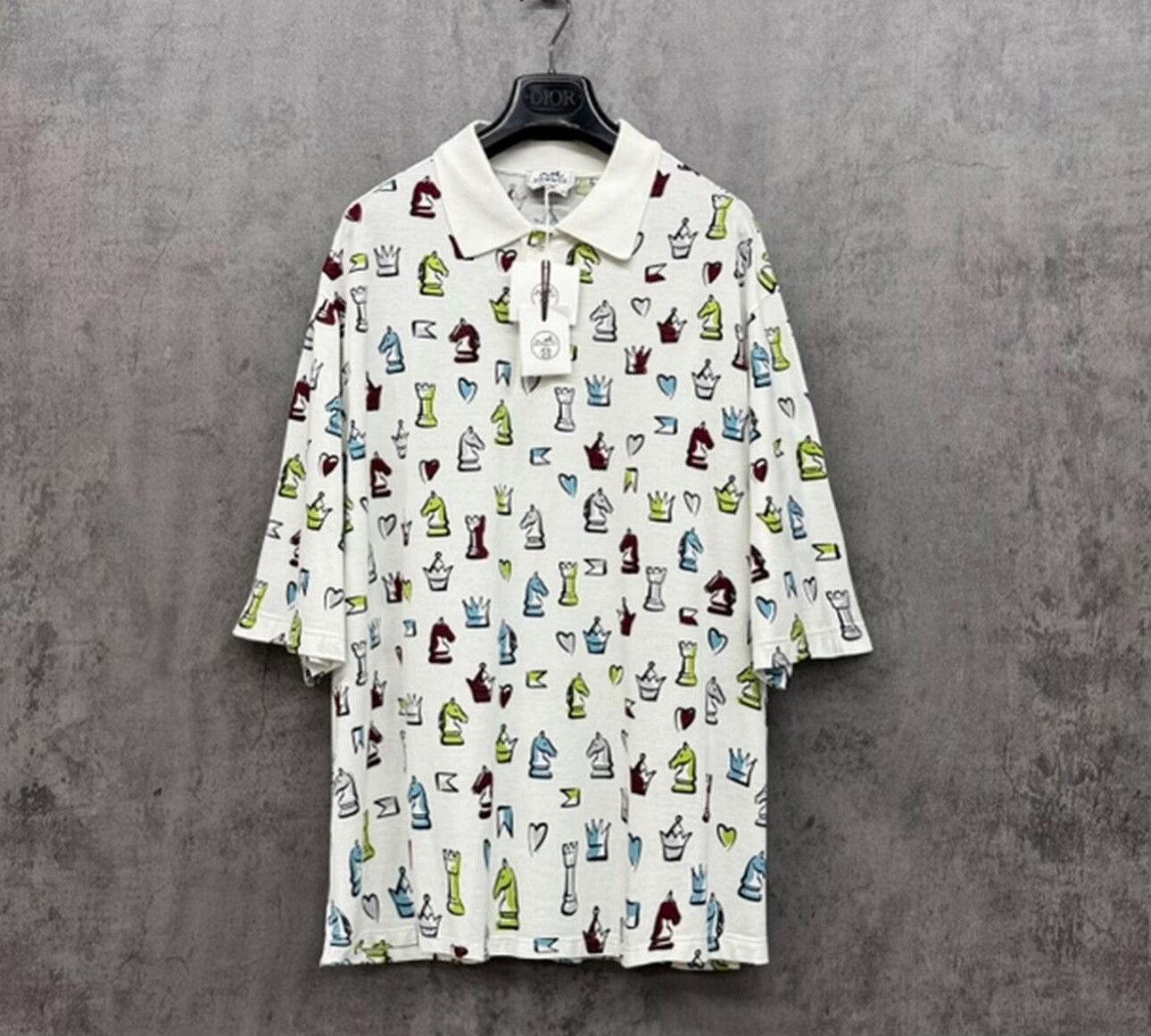 Hermes Hermes Chess Piece Print Polo Shirt 3XL Size US XXL / EU 58 / 5 - 2 Thumbnail