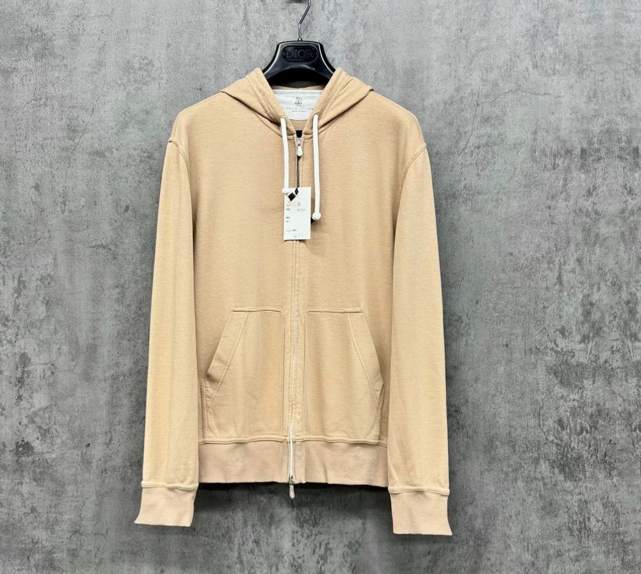 Brunello Cucinelli Brunello Cucinelli Beige Zip-Up Hoodie M Size US M / EU 48-50 / 2 - 2 Thumbnail