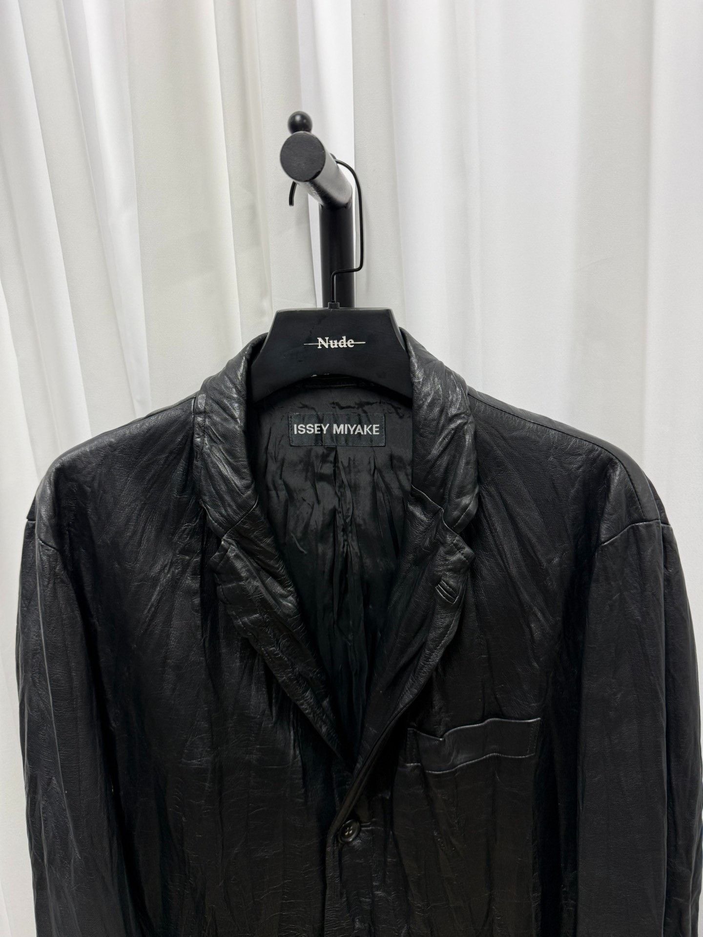 Issey Miyake Issey Miyake Black Pleated Cowhide Jacket Size US M / EU 48-50 / 2 - 3 Thumbnail
