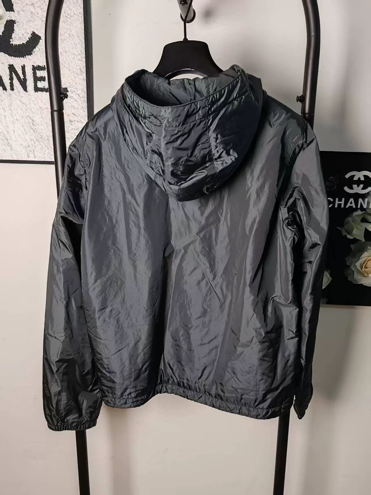 Prada Prada Black Cotton Jacket with Metal Logo Size US M / EU 48-50 / 2 - 2 Thumbnail