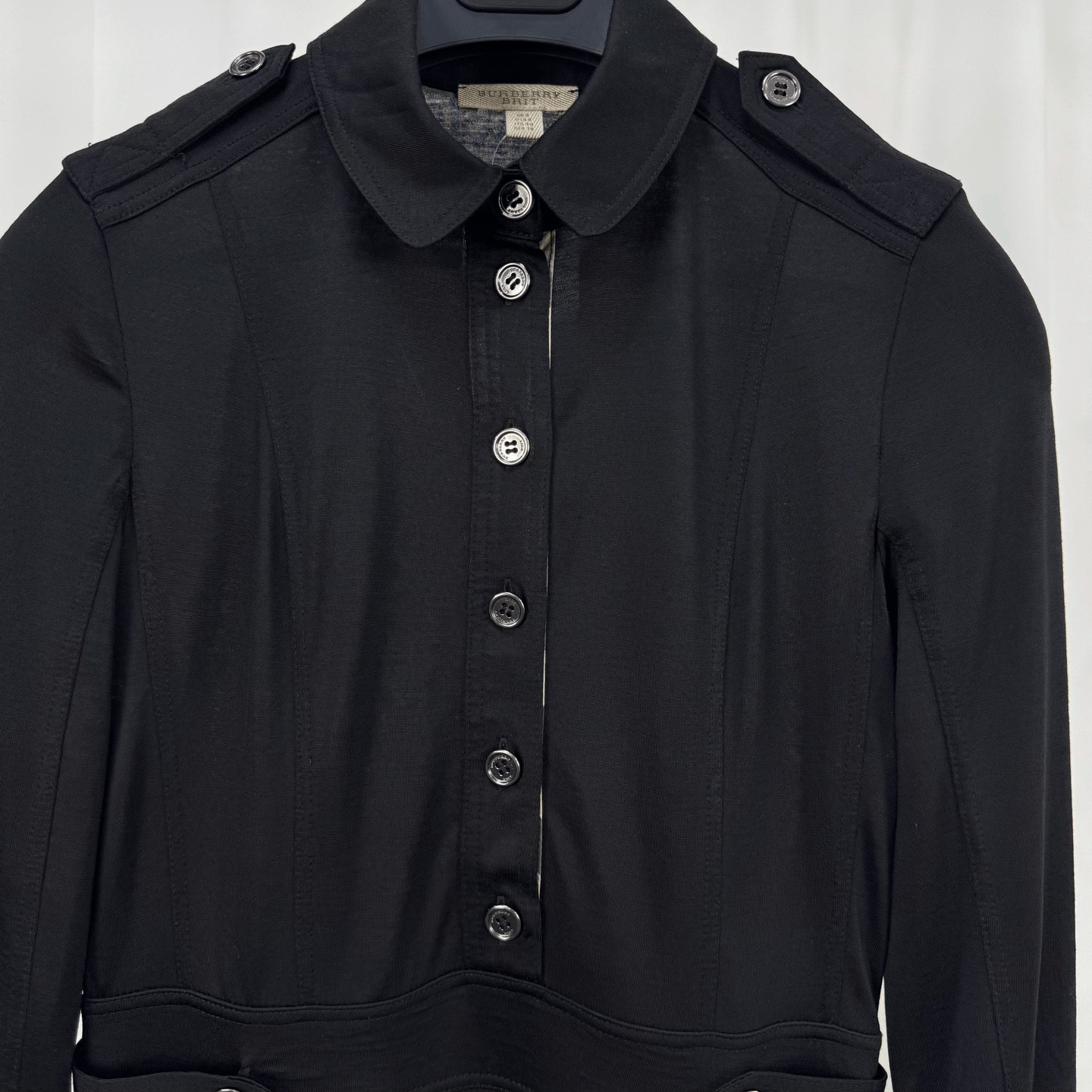 Burberry Burberry Black Epaulet Wool Dress Size M / US 6-8 / IT 42-44 - 3 Thumbnail
