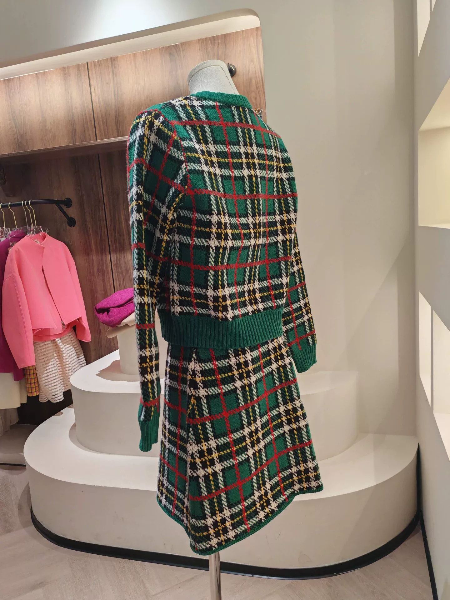 Miu Miu Miu Miu Green Checkered Knit Suit Size M / US 6-8 / IT 42-44 - 2 Thumbnail