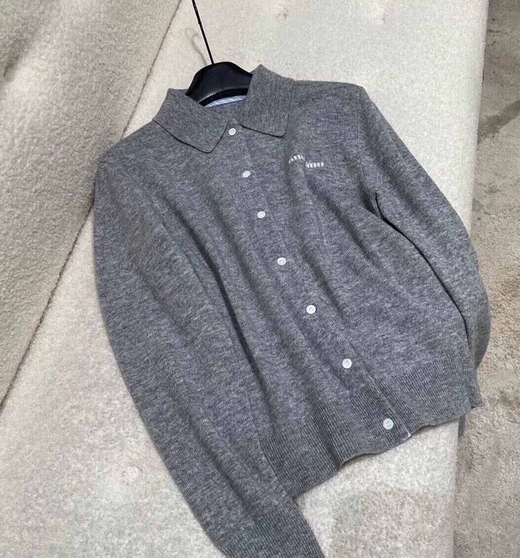 Miu Miu Miu Miu Gray Knit Cardigan Size M / US 6-8 / IT 42-44 - 2 Thumbnail