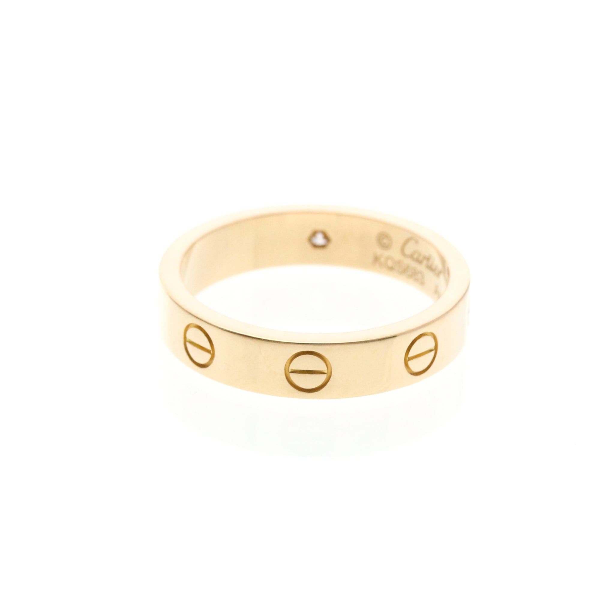 Cartier Cartier Mini Love Ring With 1 Diamond Pink Gold (18K) Fashion Diamond Band Ring Pink Gold Size ONE SIZE - 3 Thumbnail