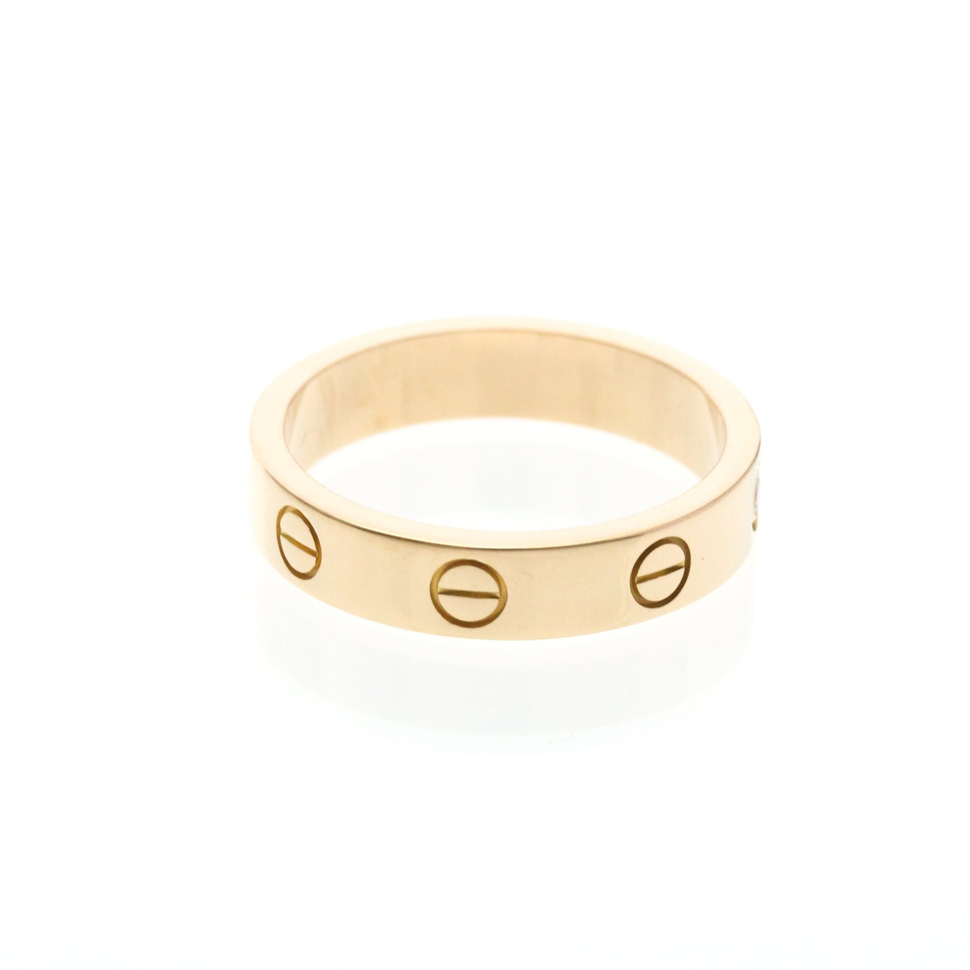 Cartier Cartier Mini Love Ring With 1 Diamond Pink Gold (18K) Fashion Diamond Band Ring Pink Gold Size ONE SIZE - 4 Thumbnail