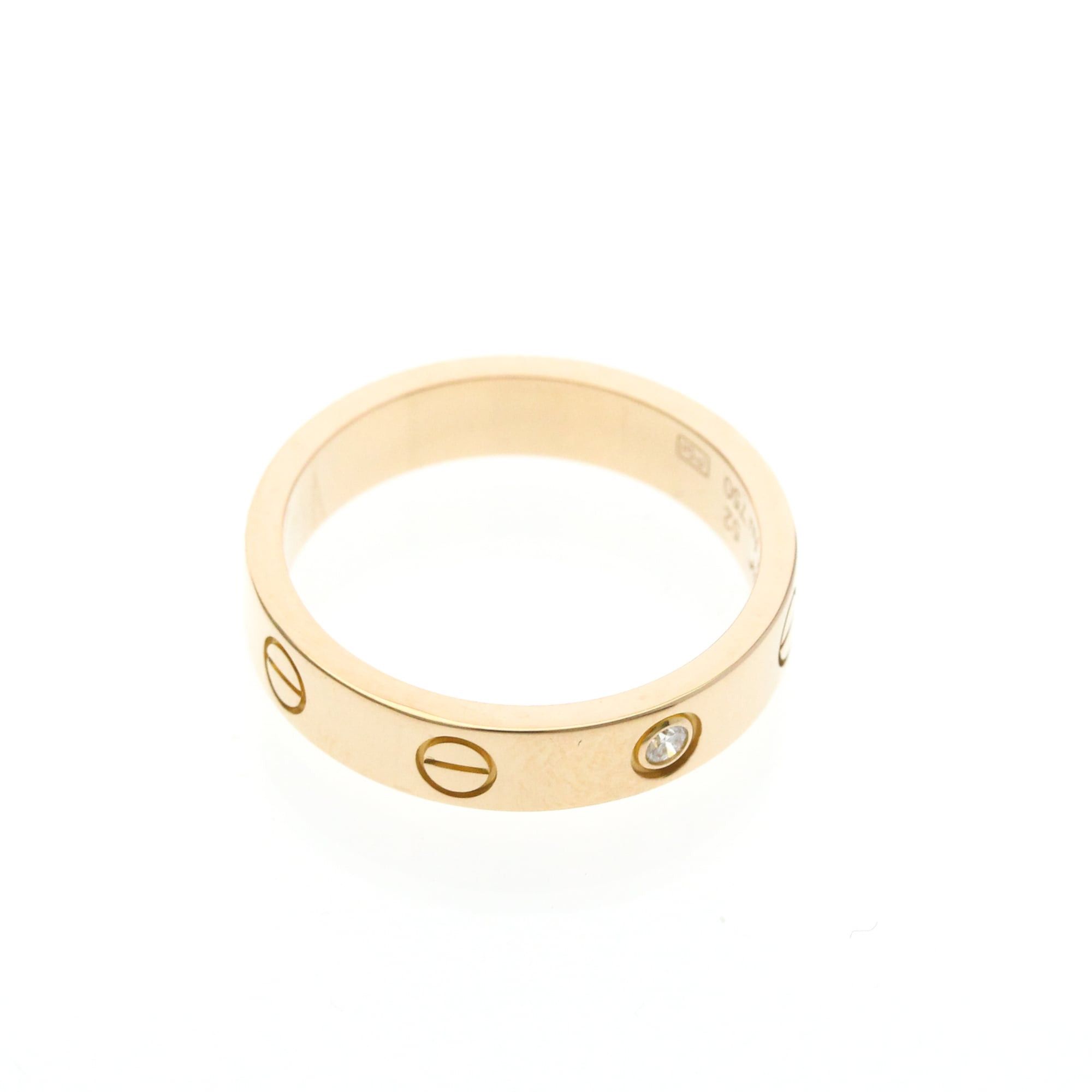 Cartier Cartier Mini Love Ring With 1 Diamond Pink Gold (18K) Fashion Diamond Band Ring Pink Gold Size ONE SIZE - 9 Thumbnail