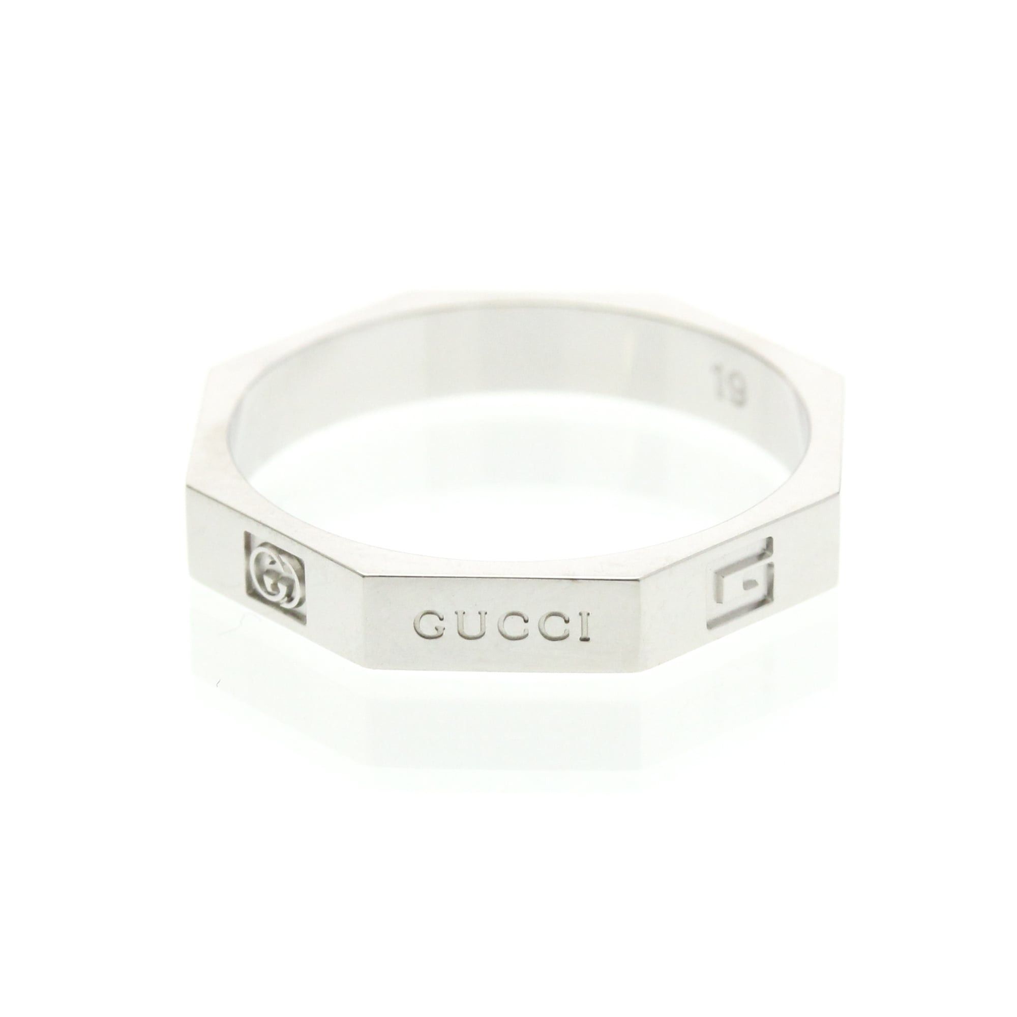 Gucci Gucci Octagonal Ring White Gold (18K) Fashion No Stone Band Ring Silver Size ONE SIZE - 3 Thumbnail