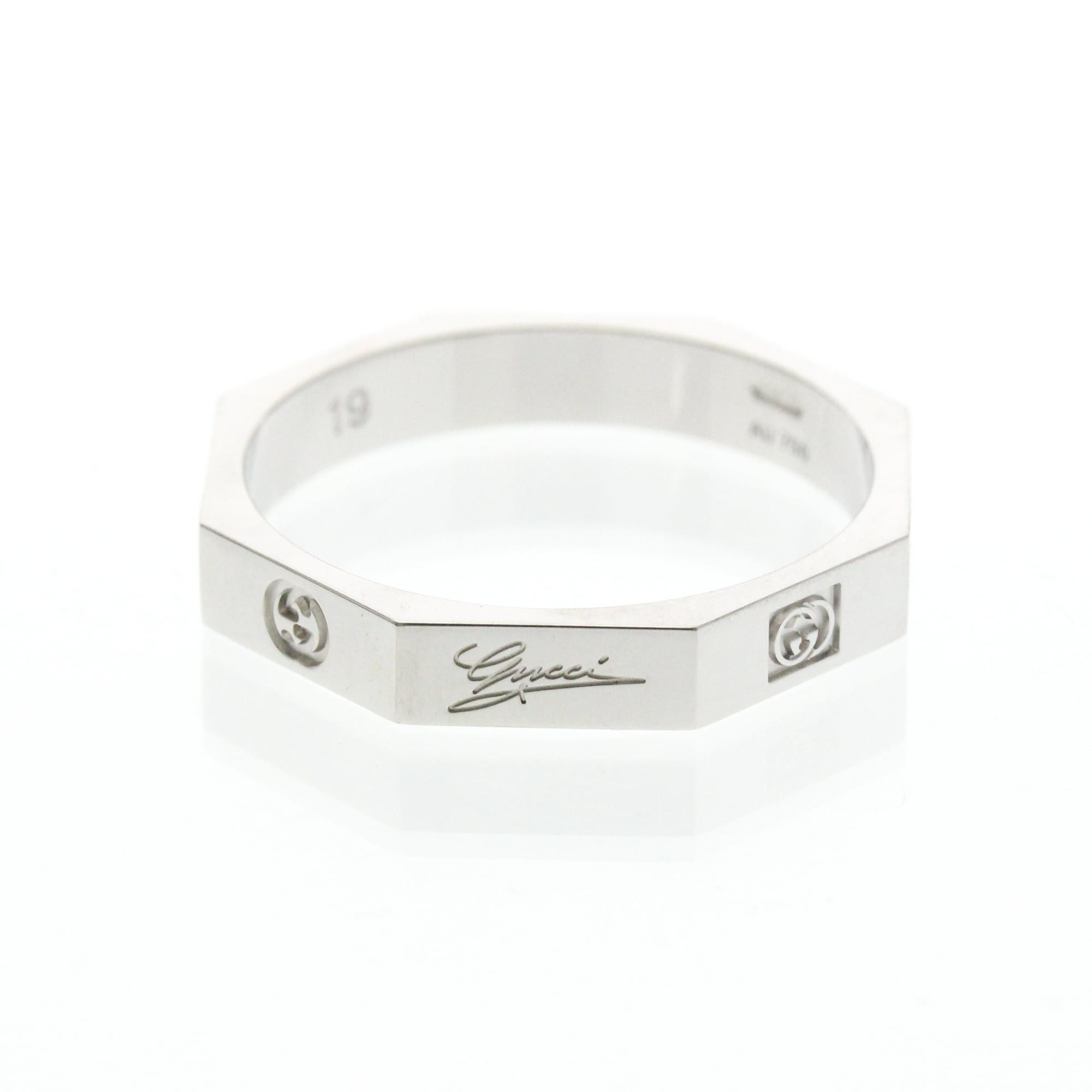 Gucci Gucci Octagonal Ring White Gold (18K) Fashion No Stone Band Ring Silver Size ONE SIZE - 2 Thumbnail