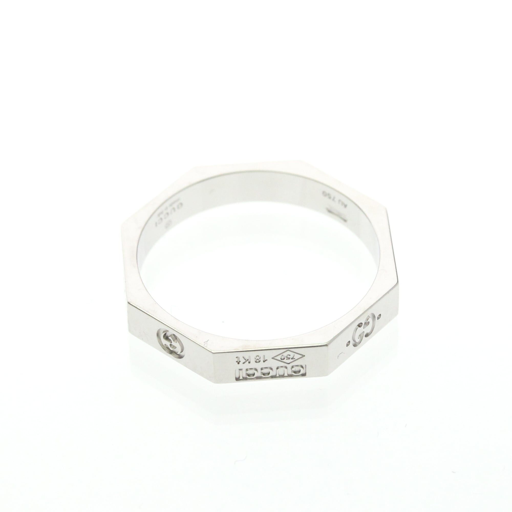 Gucci Gucci Octagonal Ring White Gold (18K) Fashion No Stone Band Ring Silver Size ONE SIZE - 9 Thumbnail