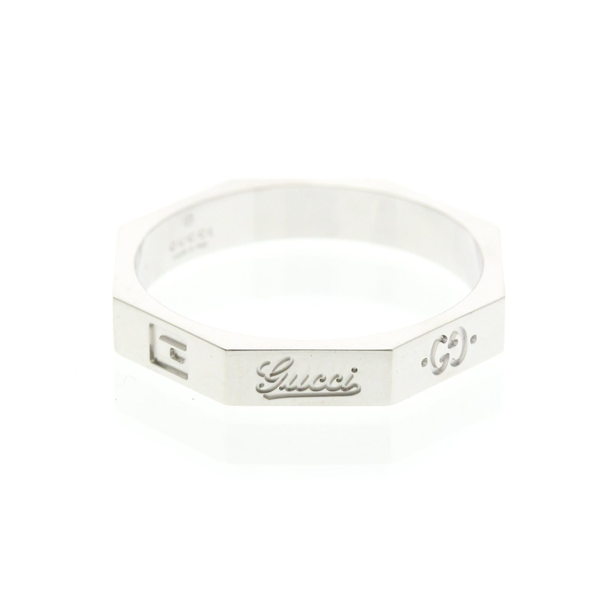 Gucci Gucci Octagonal Ring White Gold (18K) Fashion No Stone Band Ring Silver Size ONE SIZE - 4 Thumbnail