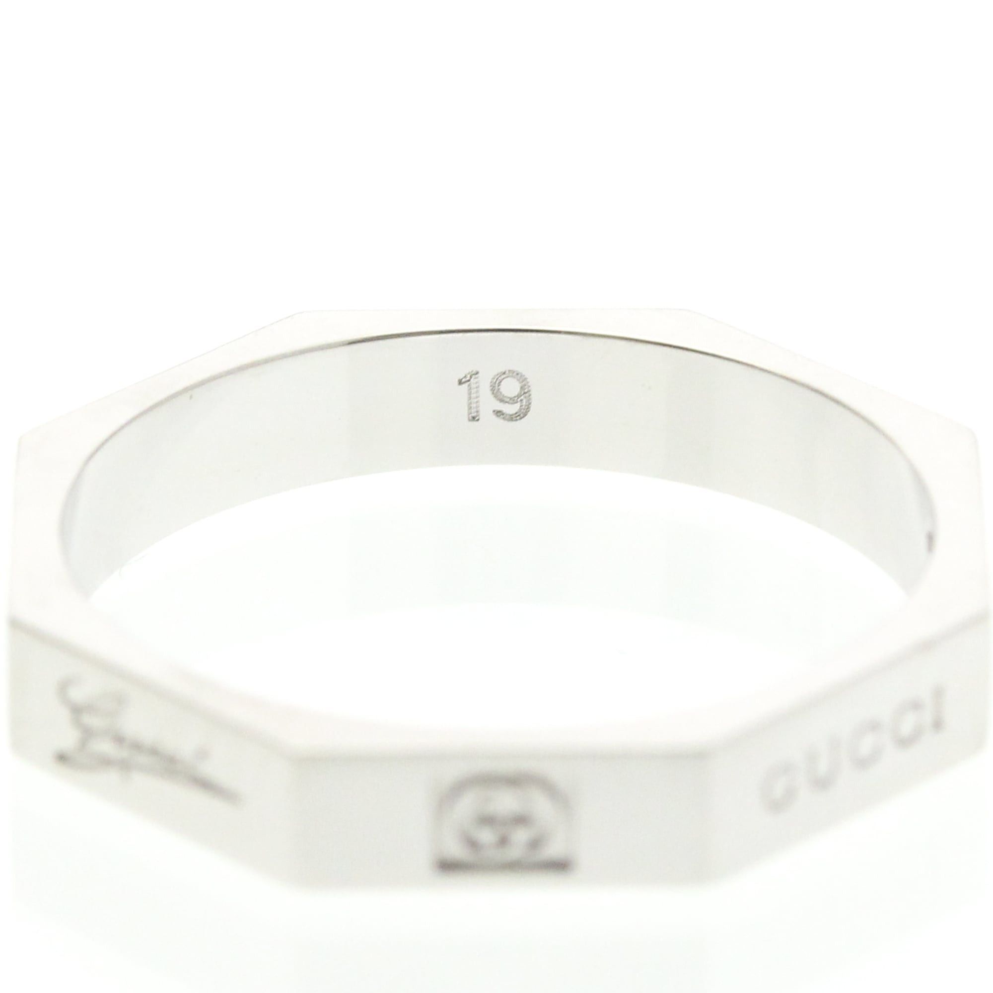 Gucci Gucci Octagonal Ring White Gold (18K) Fashion No Stone Band Ring Silver Size ONE SIZE - 7 Thumbnail