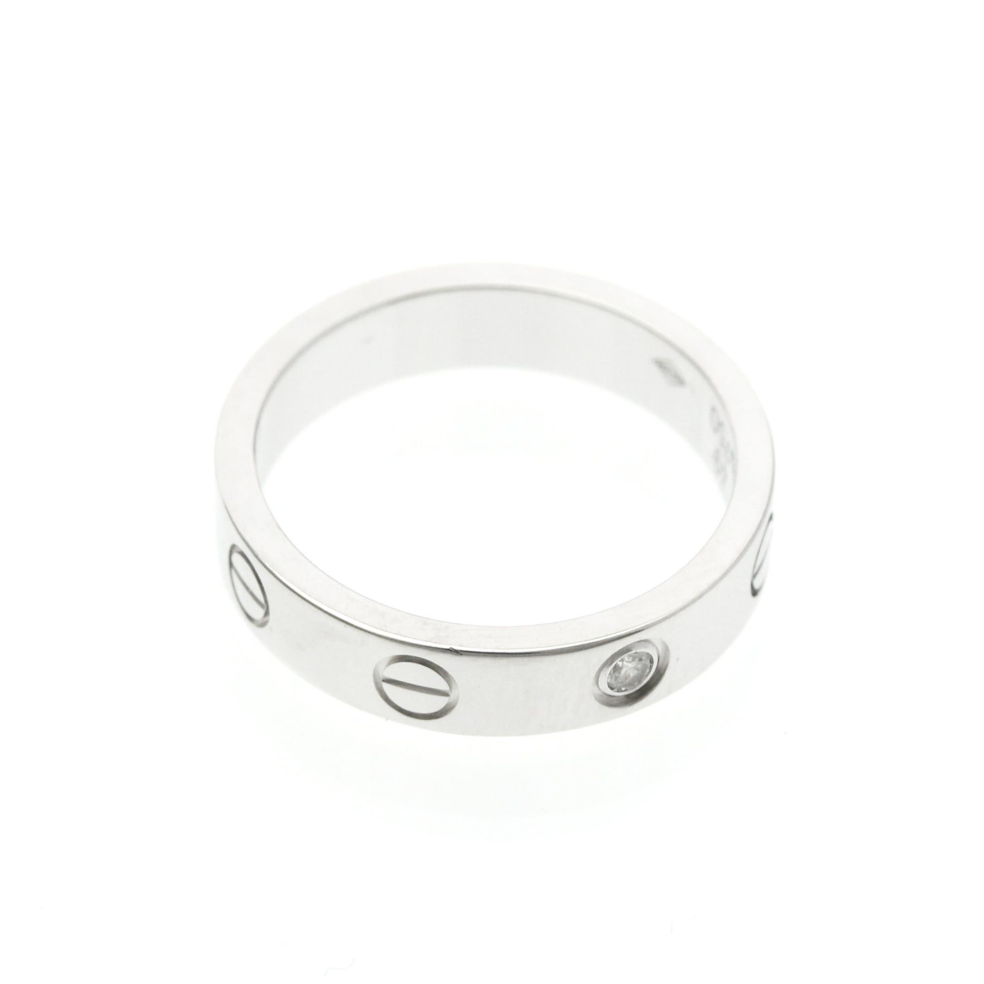 Cartier Cartier Mini Love Ring With 1 Diamond White Gold (18K) Fashion Diamond Band Ring Silver Size ONE SIZE - 9 Thumbnail