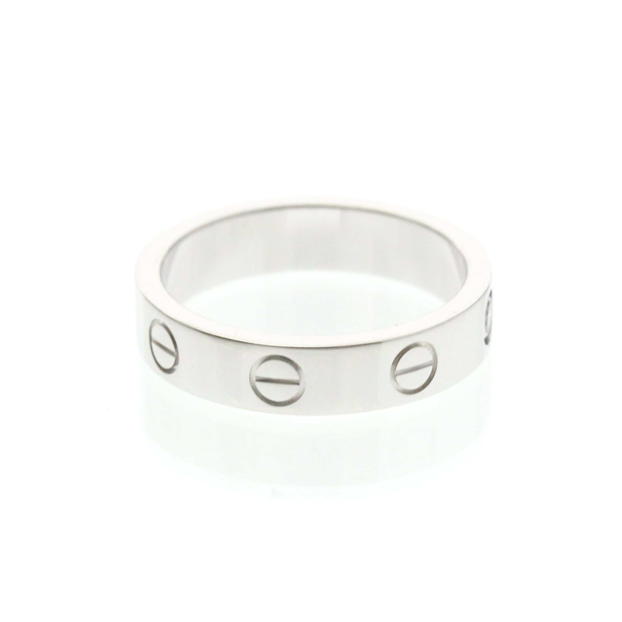 Cartier Cartier Mini Love Ring With 1 Diamond White Gold (18K) Fashion Diamond Band Ring Silver Size ONE SIZE - 4 Thumbnail