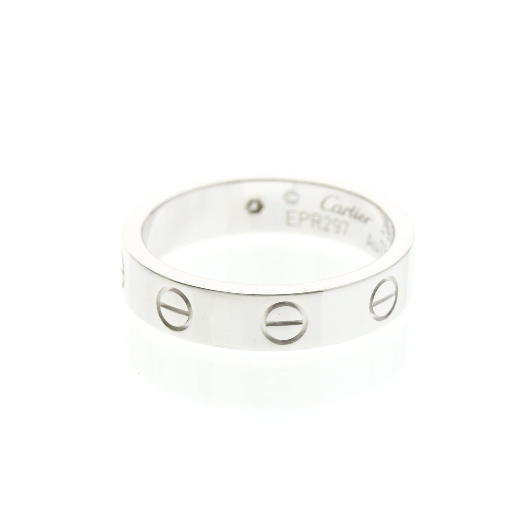 Cartier Cartier Mini Love Ring With 1 Diamond White Gold (18K) Fashion Diamond Band Ring Silver Size ONE SIZE - 3 Thumbnail