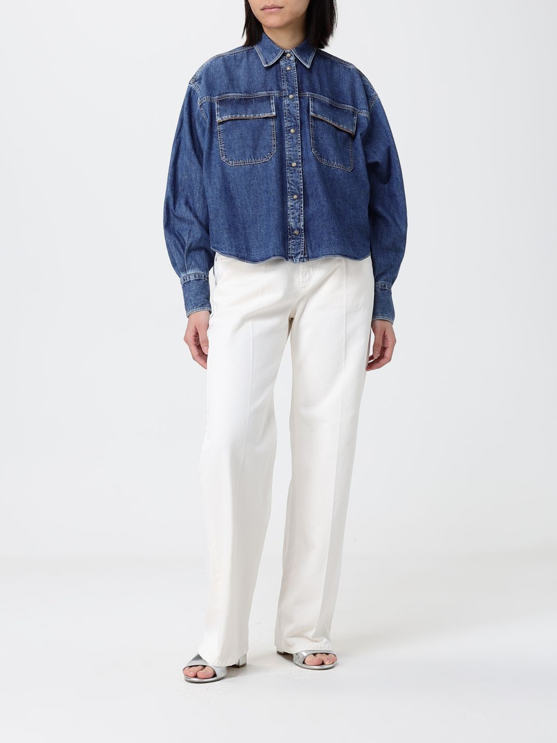Brunello Cucinelli Brunello Cucinelli Shirt Woman Blue Size XL / US 12-14 / IT 48-50 - 2 Thumbnail