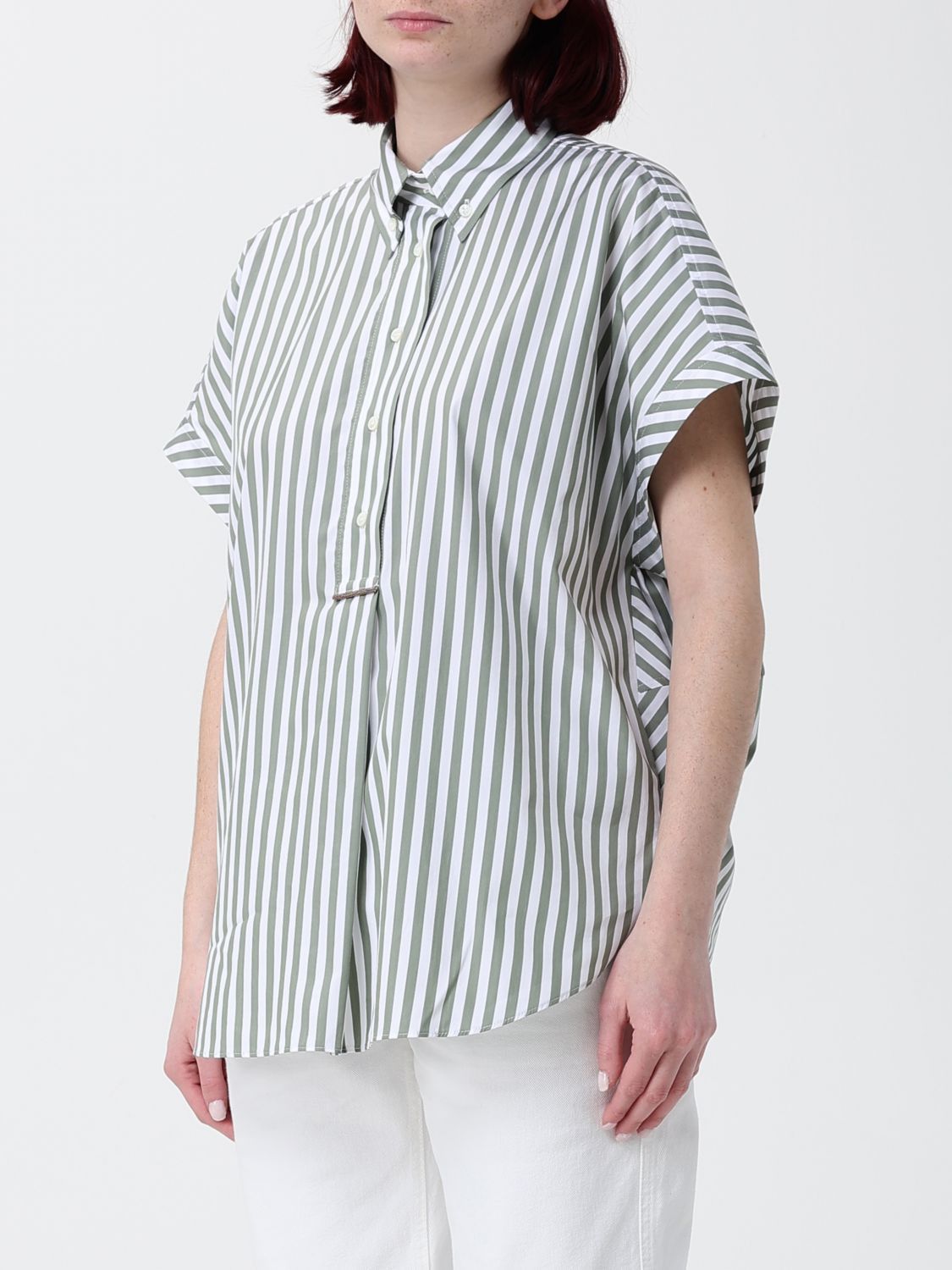 Brunello Cucinelli Brunello Cucinelli Shirt Woman Green Size S / US 4 / IT 40 - 4 Thumbnail