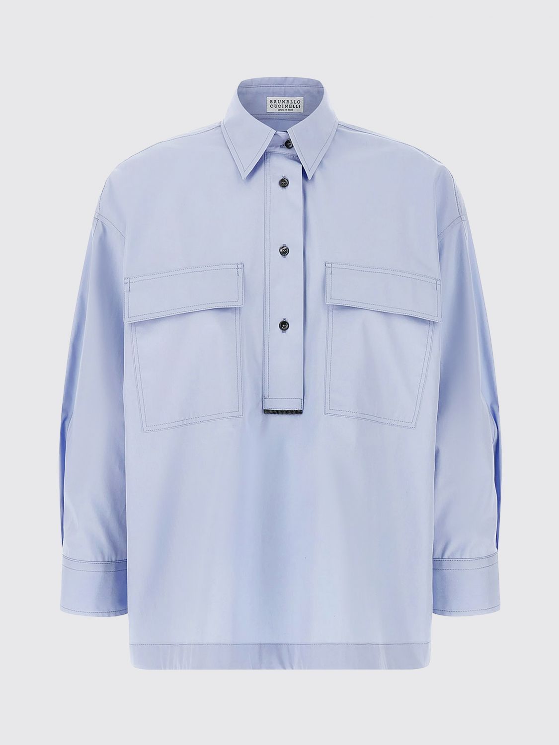 Brunello Cucinelli Brunello Cucinelli Shirt Woman Blue Size XS / US 0-2 / IT 36-38 - 2 Thumbnail