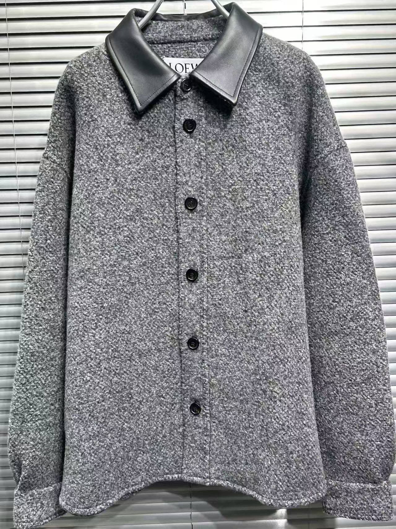 Loewe Loewe Leather Collar Wool Overshirt Size 50 Size US M / EU 48-50 / 2 - 4 Thumbnail