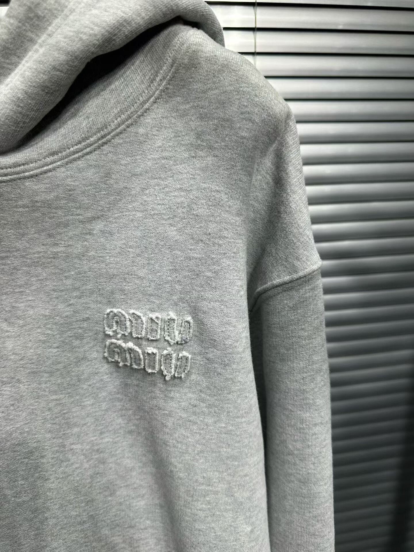 Miu Miu Miu Miu Embroidered Logo Hoodie Gray Size M Size US M / EU 48-50 / 2 - 4 Thumbnail