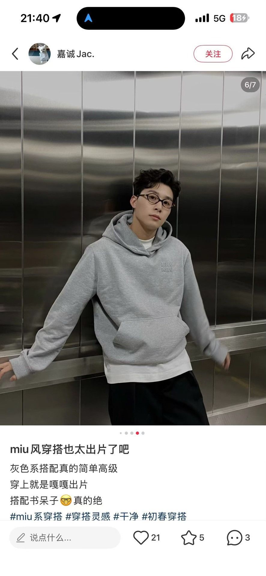 Miu Miu Miu Miu Embroidered Logo Hoodie Gray Size M Size US M / EU 48-50 / 2 - 7 Thumbnail