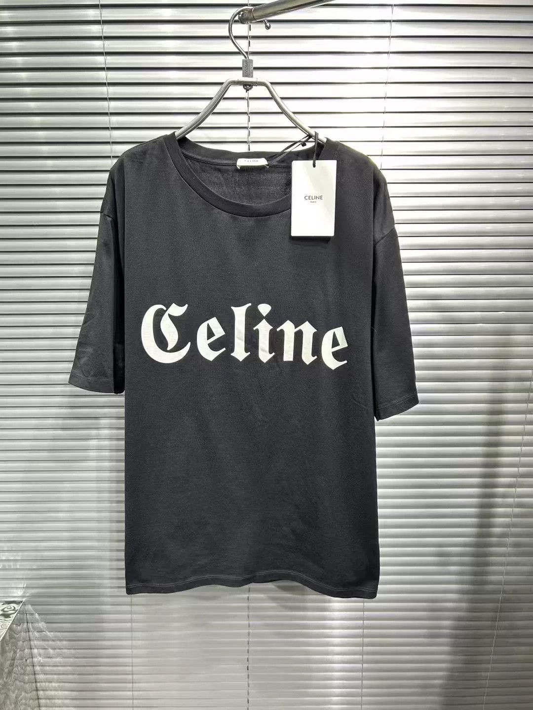 Celine Celine Gothic Logo T-Shirt Black XL Size US XL / EU 56 / 4 - 2 Thumbnail
