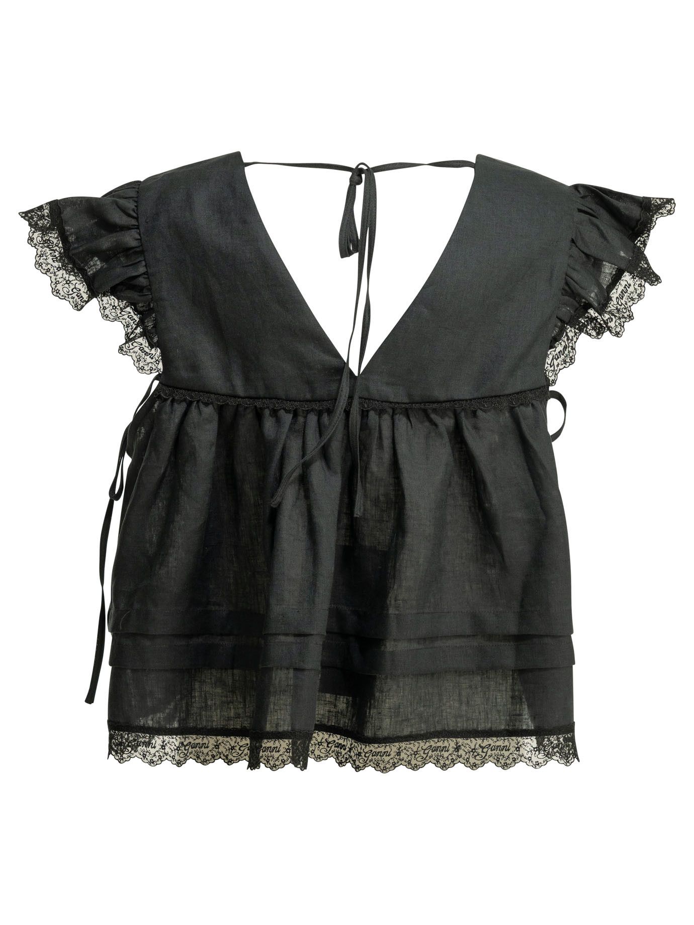 Ganni Linen Blouse Size XS / US 0-2 / IT 36-38 - 2 Thumbnail