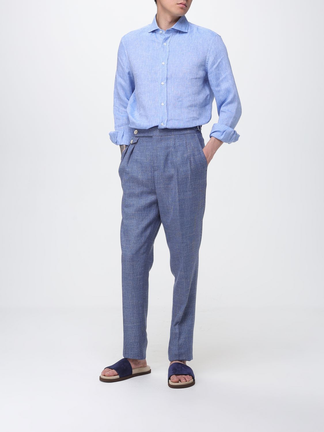 Brunello Cucinelli Brunello Cucinelli Shirt Men Gnawed Blue Size US L / EU 52-54 / 3 - 2 Thumbnail