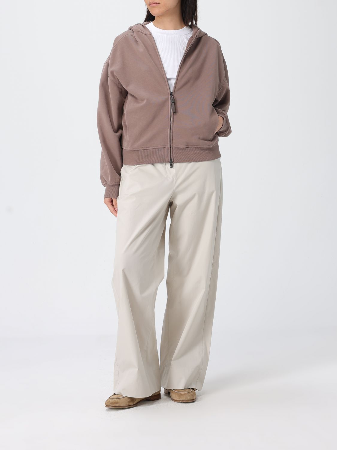Brunello Cucinelli Brunello Cucinelli Sweatshirt Woman Brown Size L / US 10 / IT 46 - 2 Thumbnail
