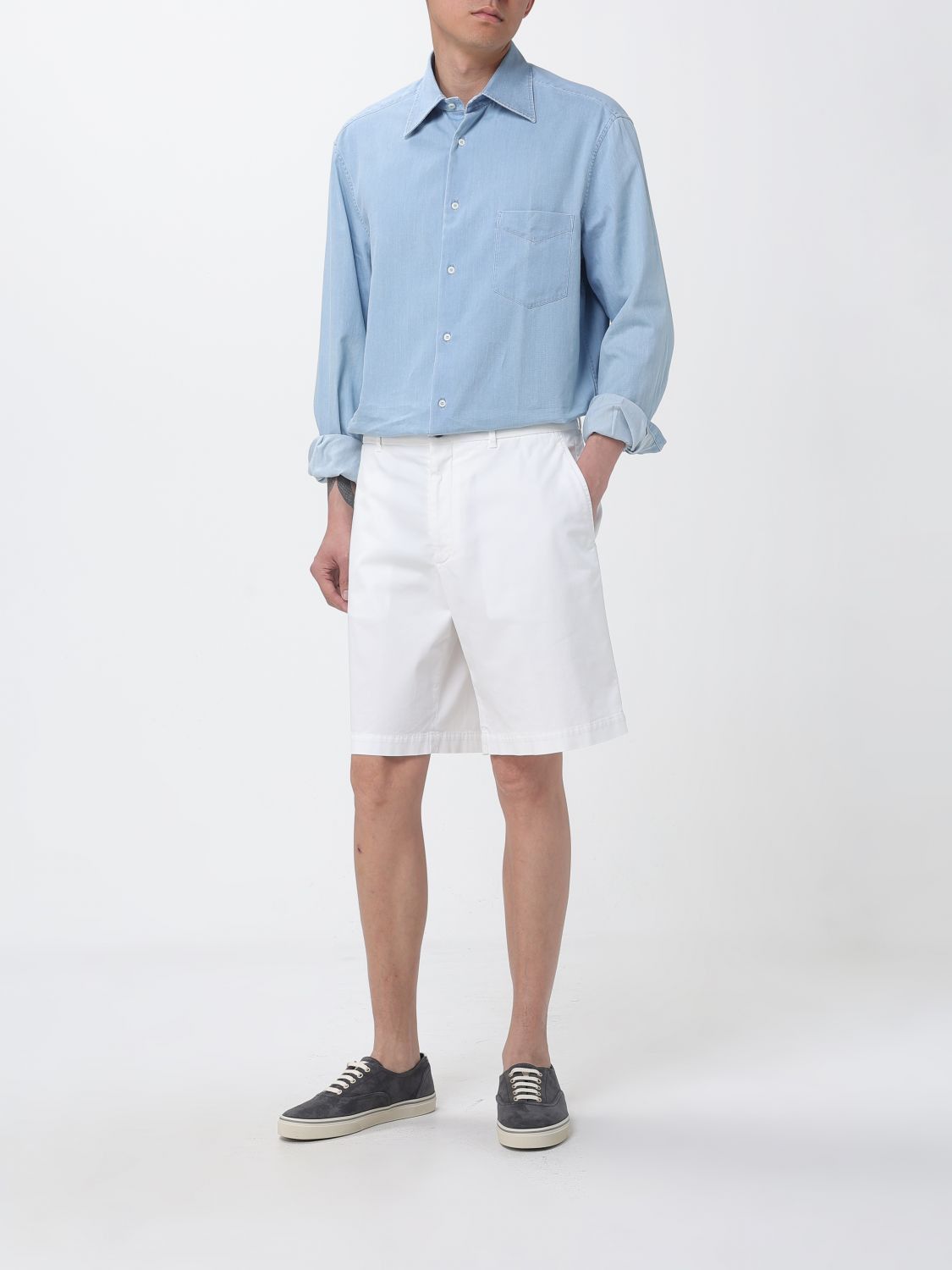Brunello Cucinelli Brunello Cucinelli Shirt Men Gnawed Blue Size US S / EU 44-46 / 1 - 2 Thumbnail