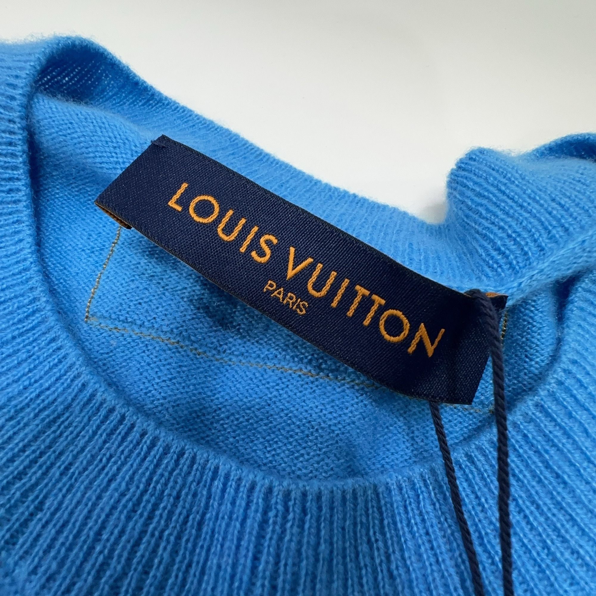 Louis Vuitton Louis Vuitton Blue Cashmere Logo Sweater XL Size US XL / EU 56 / 4 - 3 Thumbnail