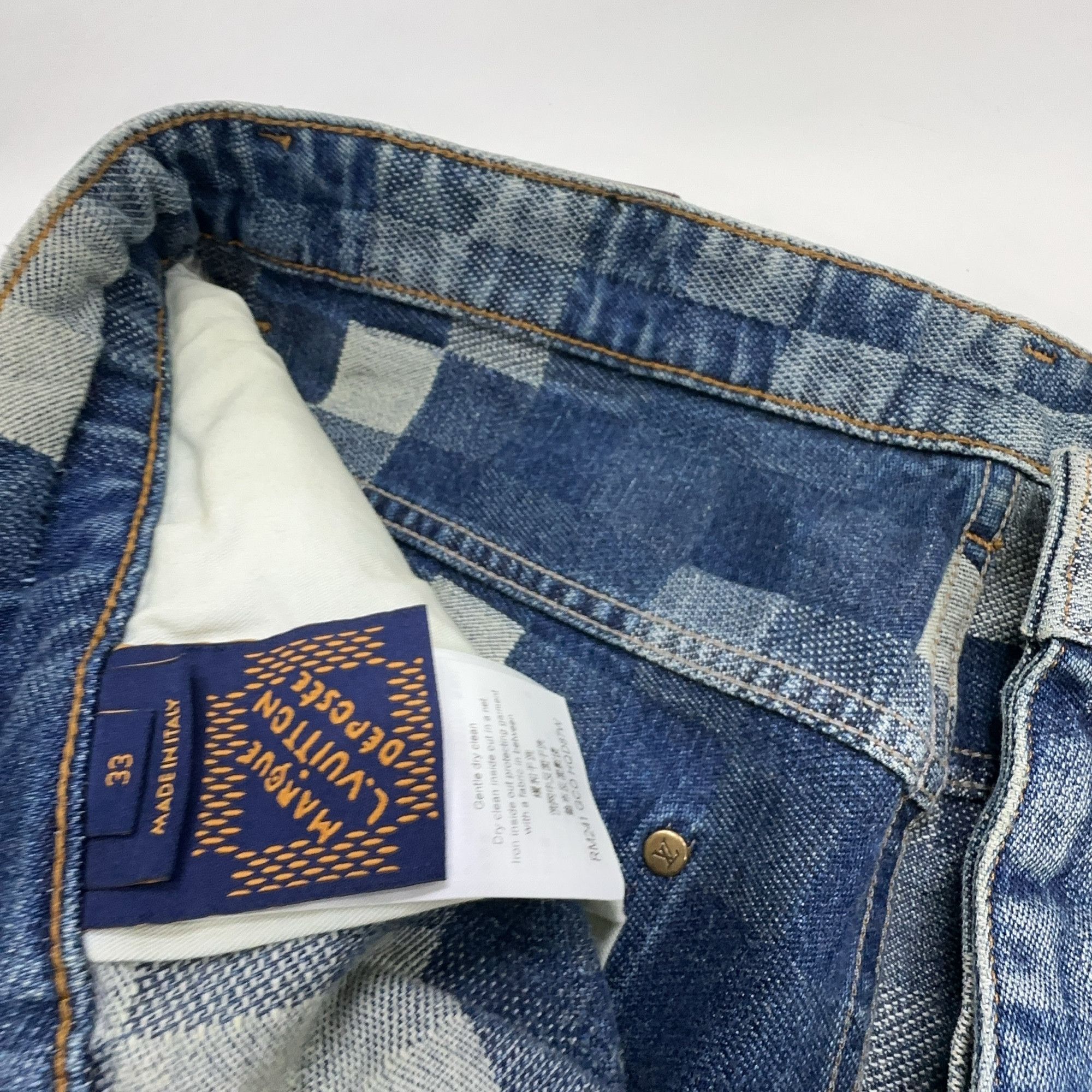 Louis Vuitton Louis Vuitton Damier Jacquard Denim Jeans 33 Size US 33 - 4 Thumbnail