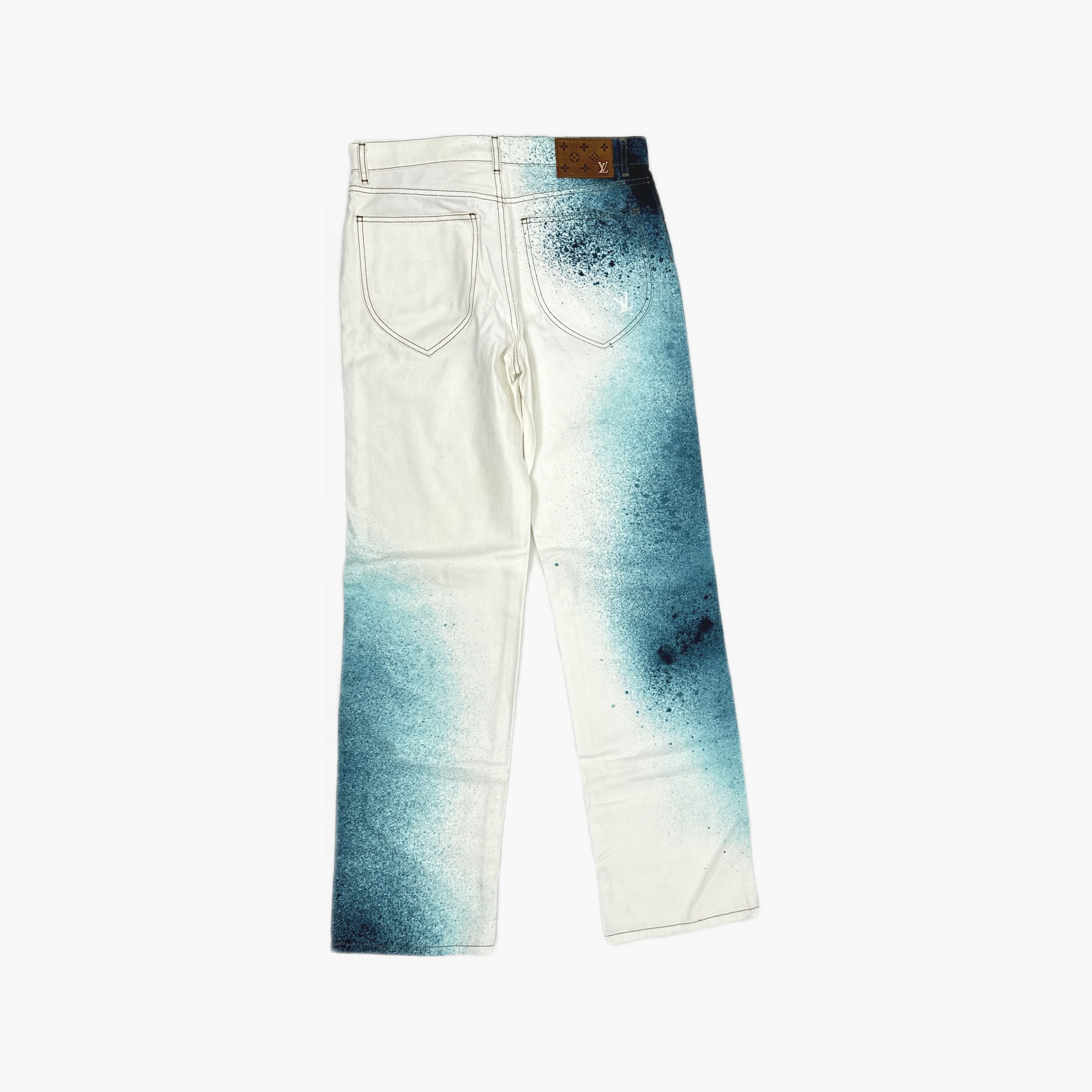 Louis Vuitton Louis Vuitton Spray Logo Denim Pants 29 Size US 29 - 2 Thumbnail