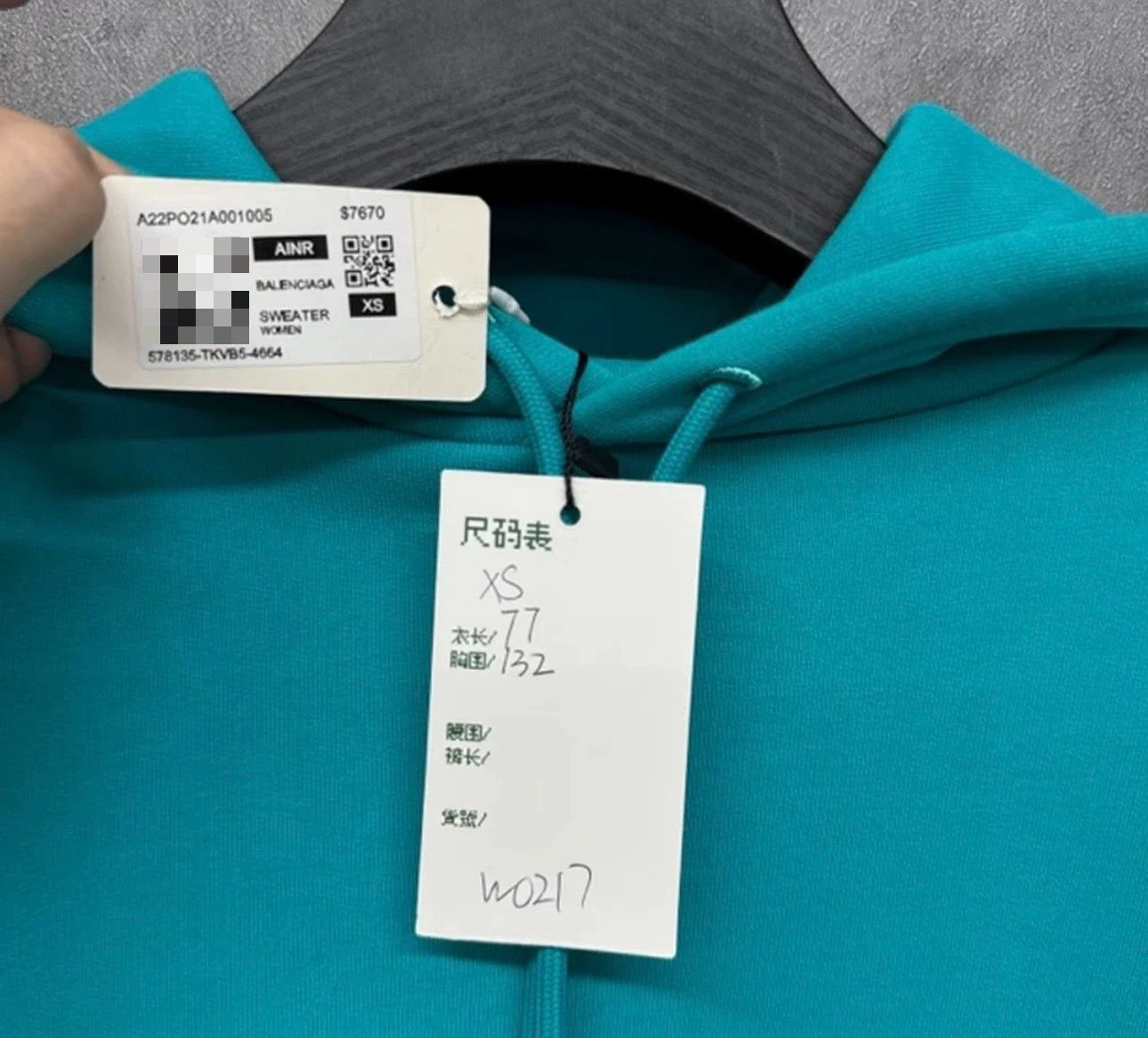 Balenciaga Balenciaga Teal Embroidered Logo Hoodie XS Size XS / US 0-2 / IT 36-38 - 5 Thumbnail