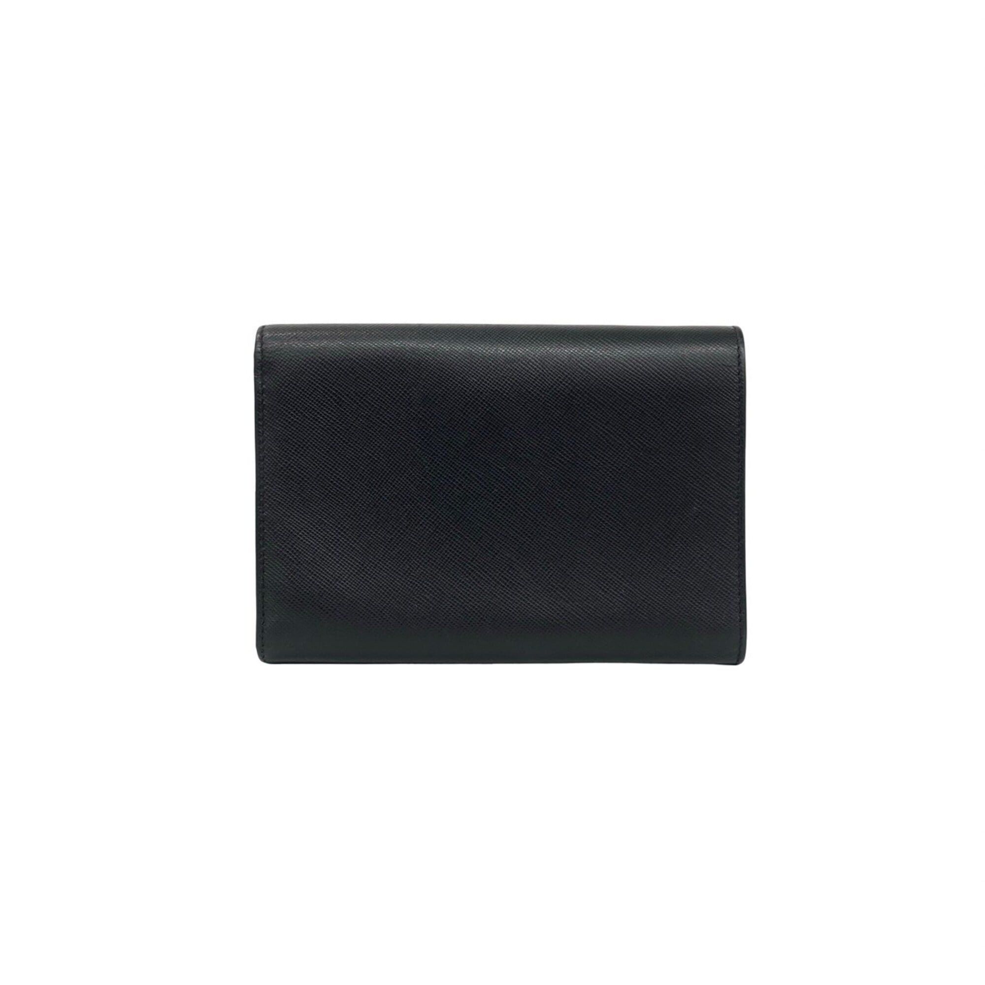 Prada PRADA Tri-fold Wallet with Triangle Logo Hardware, Saffiano Leather, Genuine Billfold, Coin Purse, Black, 40548 Size ONE SIZE - 2 Thumbnail