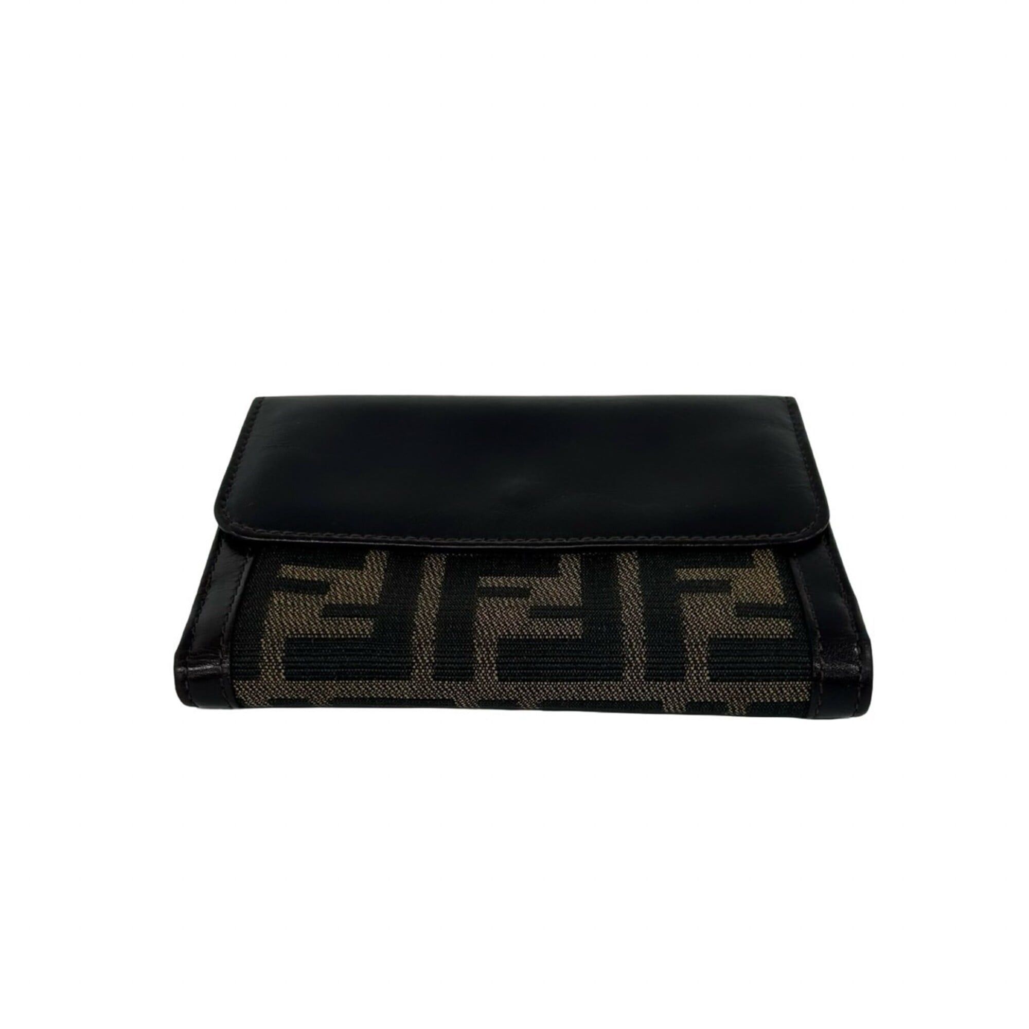 Fendi FENDI Vintage Zucca FF Pattern Canvas Leather Bi-fold Wallet, Billfold, Coin Purse, Brown, 36461 Size ONE SIZE - 6 Thumbnail