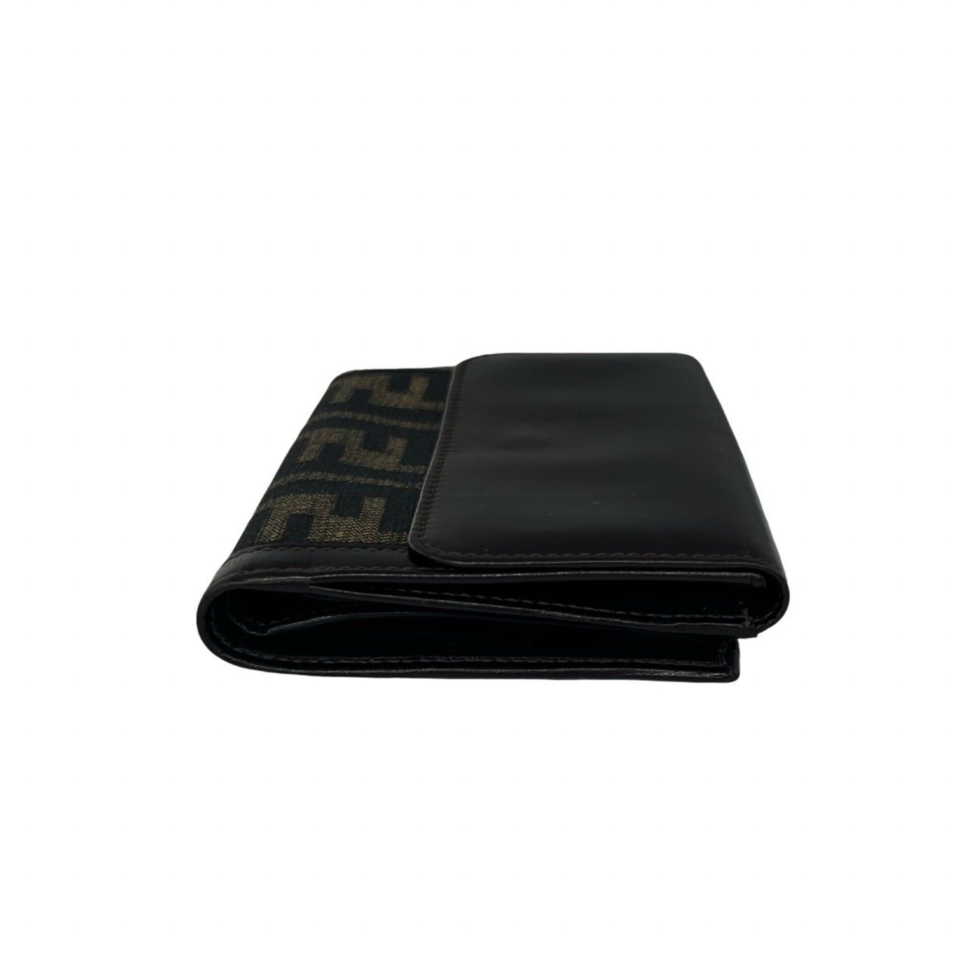 Fendi FENDI Vintage Zucca FF Pattern Canvas Leather Bi-fold Wallet, Billfold, Coin Purse, Brown, 36461 Size ONE SIZE - 4 Thumbnail