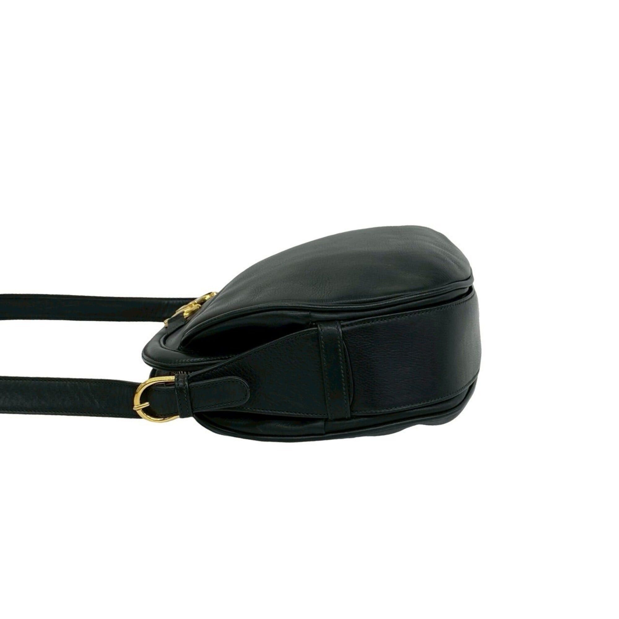 Gucci GUCCI Vintage Horsebit G Hardware Leather Shoulder Bag Pouch Black 34377 Size ONE SIZE - 5 Thumbnail