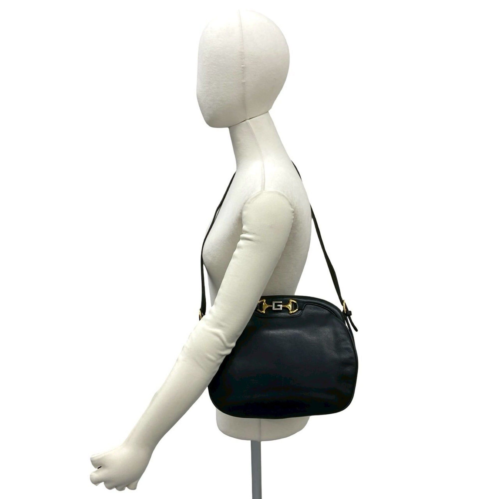 Gucci GUCCI Vintage Horsebit G Hardware Leather Shoulder Bag Pouch Black 34377 Size ONE SIZE - 2 Thumbnail