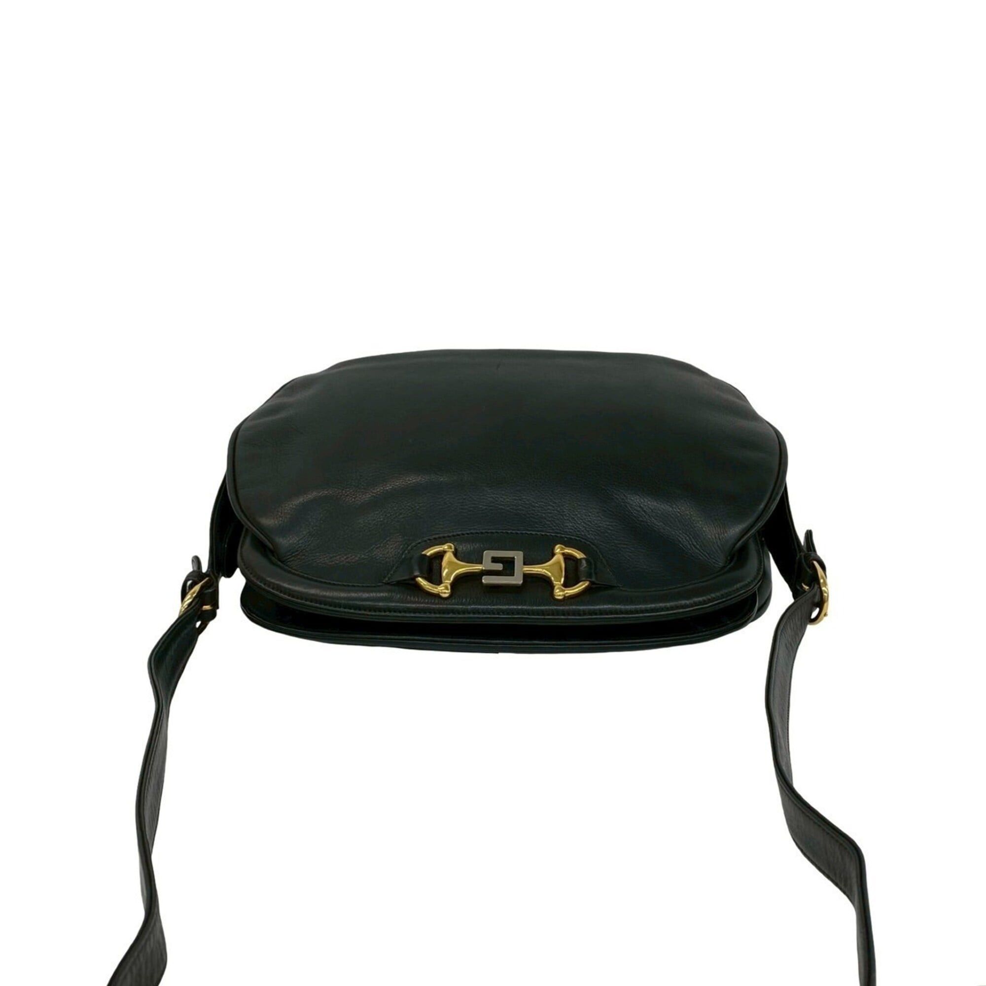 Gucci GUCCI Vintage Horsebit G Hardware Leather Shoulder Bag Pouch Black 34377 Size ONE SIZE - 4 Thumbnail