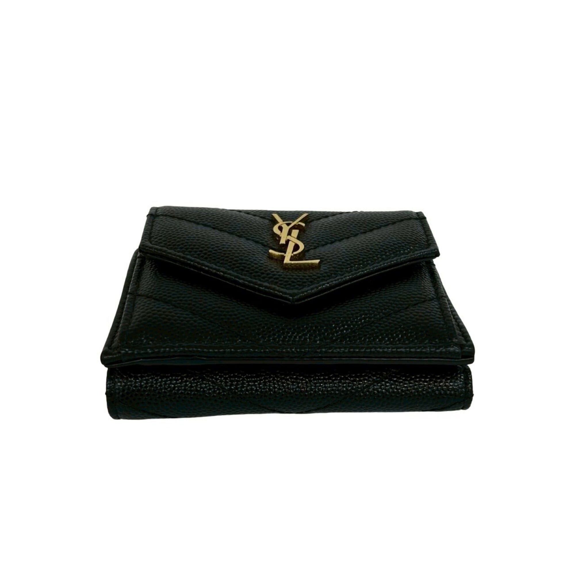 Saint Laurent Paris Yves Saint Laurent PARIS YSL Logo Hardware Leather Tri-fold Mini Wallet Black 60063 Size ONE SIZE - 6 Thumbnail