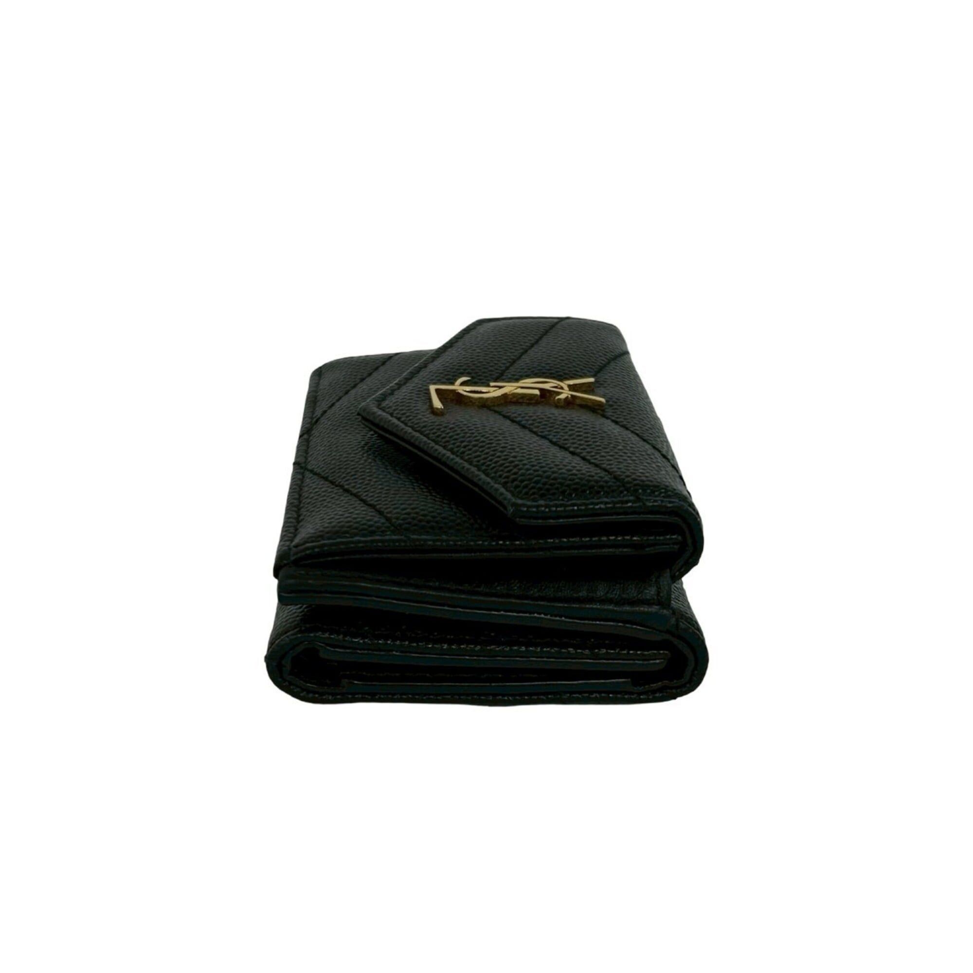 Saint Laurent Paris Yves Saint Laurent PARIS YSL Logo Hardware Leather Tri-fold Mini Wallet Black 60063 Size ONE SIZE - 4 Thumbnail