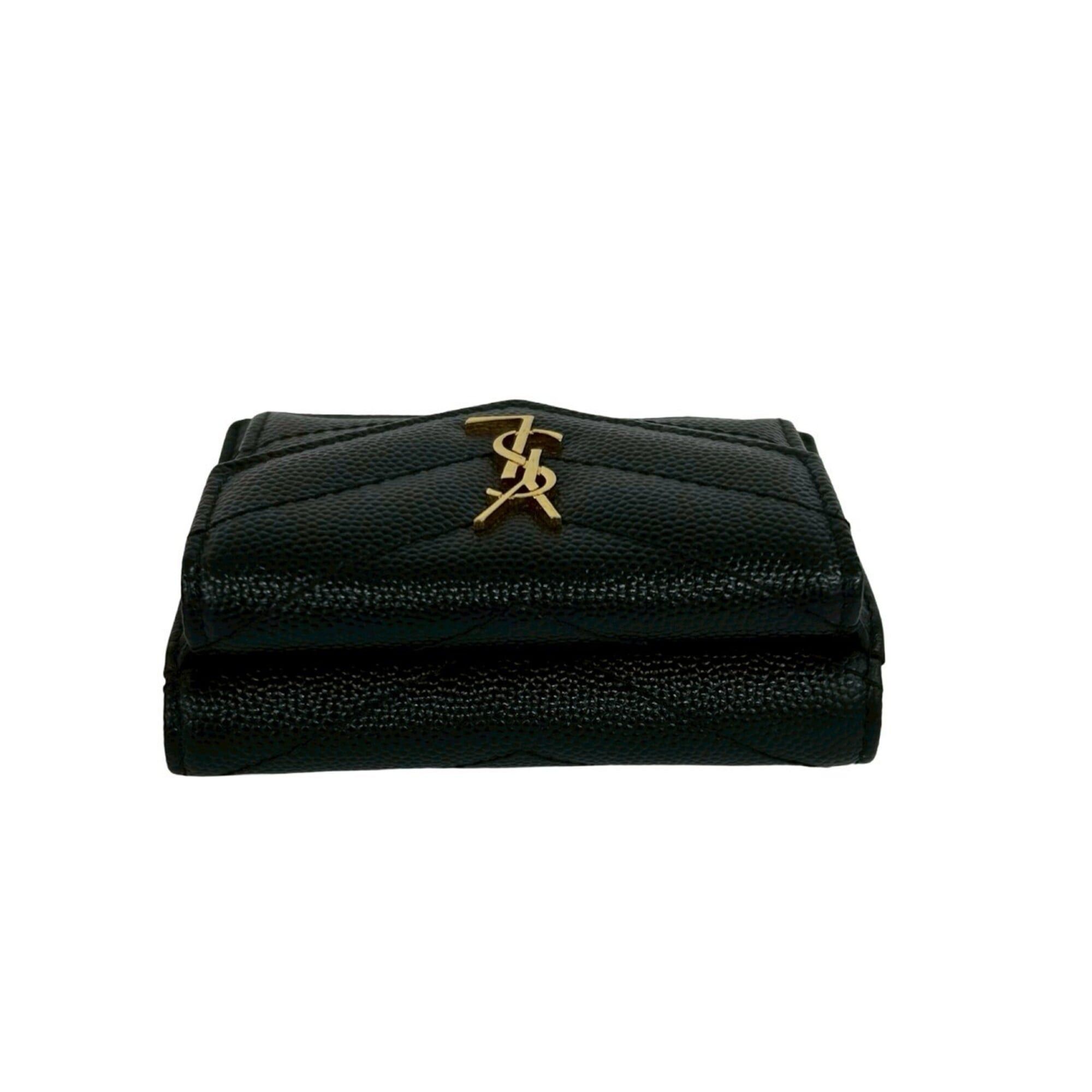 Saint Laurent Paris Yves Saint Laurent PARIS YSL Logo Hardware Leather Tri-fold Mini Wallet Black 60063 Size ONE SIZE - 3 Thumbnail