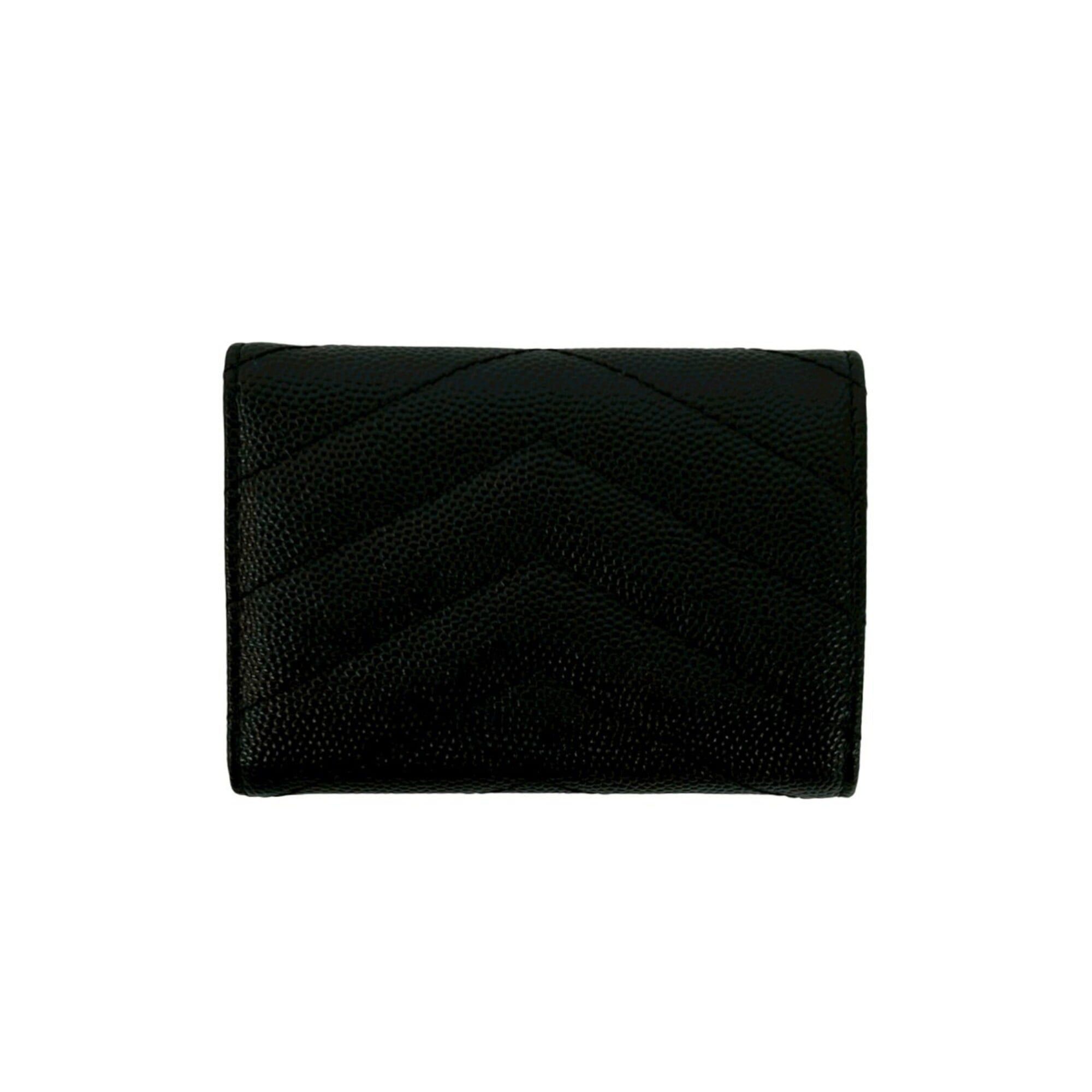 Saint Laurent Paris Yves Saint Laurent PARIS YSL Logo Hardware Leather Tri-fold Mini Wallet Black 60063 Size ONE SIZE - 2 Thumbnail