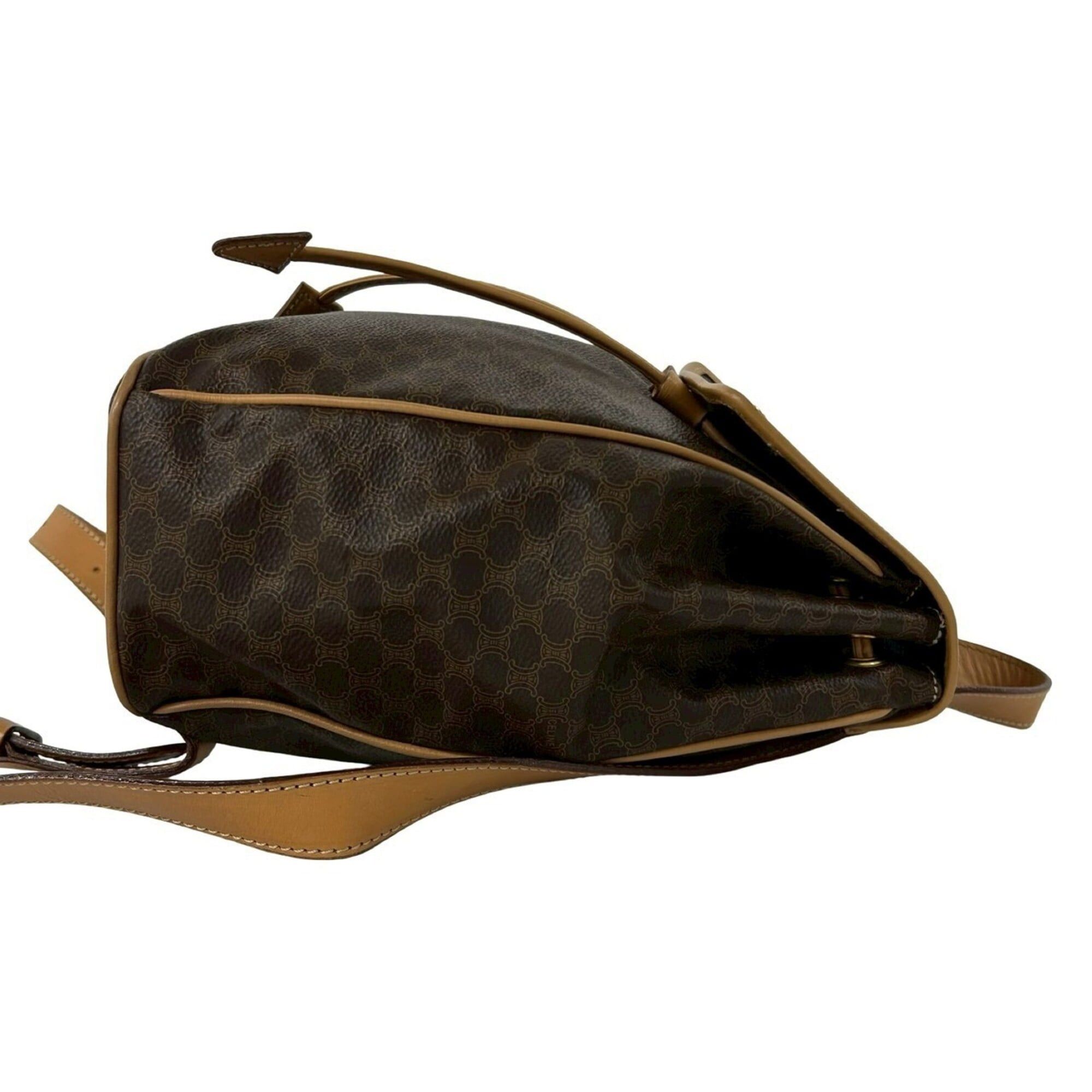 Celine CELINE Vintage Macadam Blazon Triomphe Pattern Logo Ring Hardware Leather Backpack Daypack Brown Size ONE SIZE - 6 Thumbnail