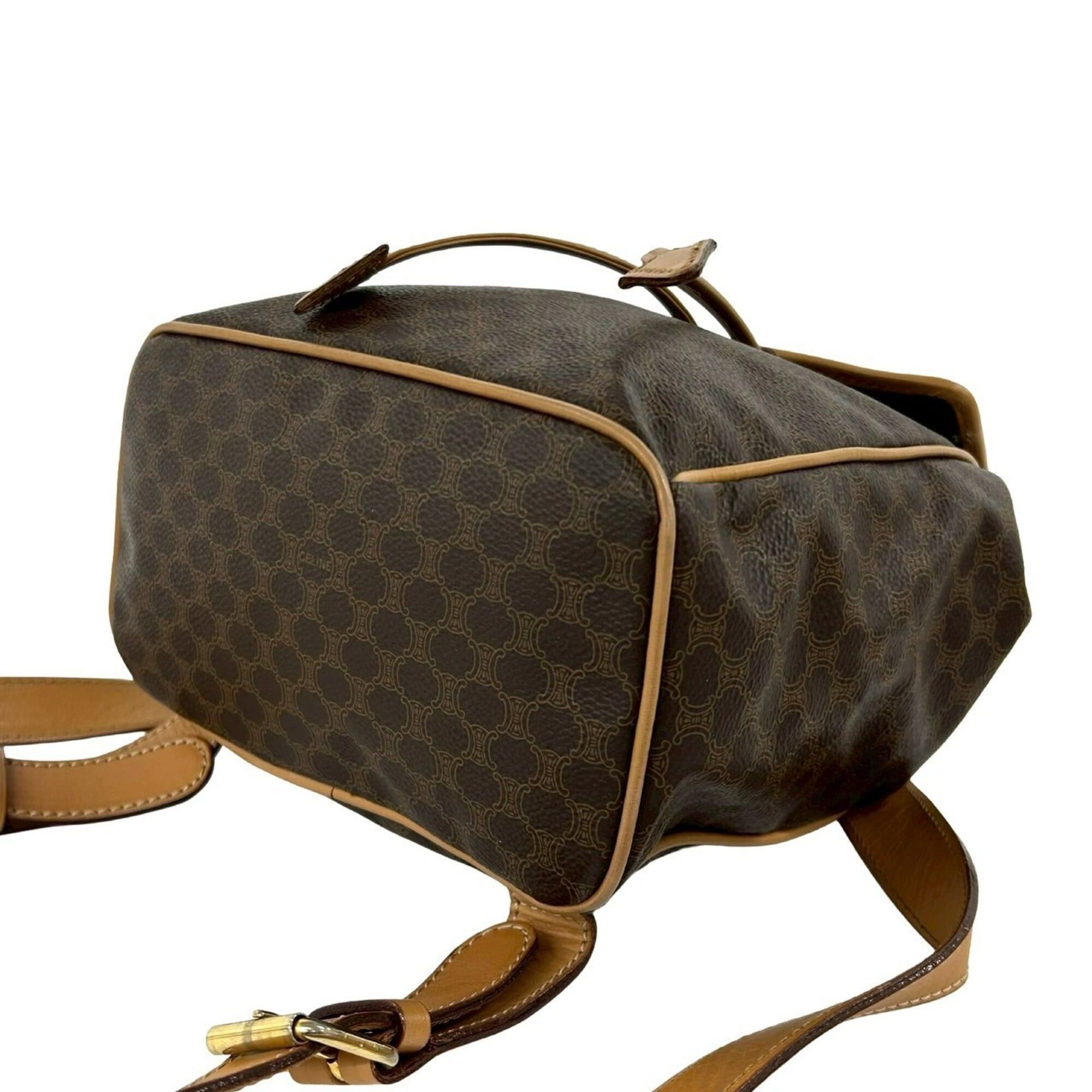 Celine CELINE Vintage Macadam Blazon Triomphe Pattern Logo Ring Hardware Leather Backpack Daypack Brown Size ONE SIZE - 8 Thumbnail